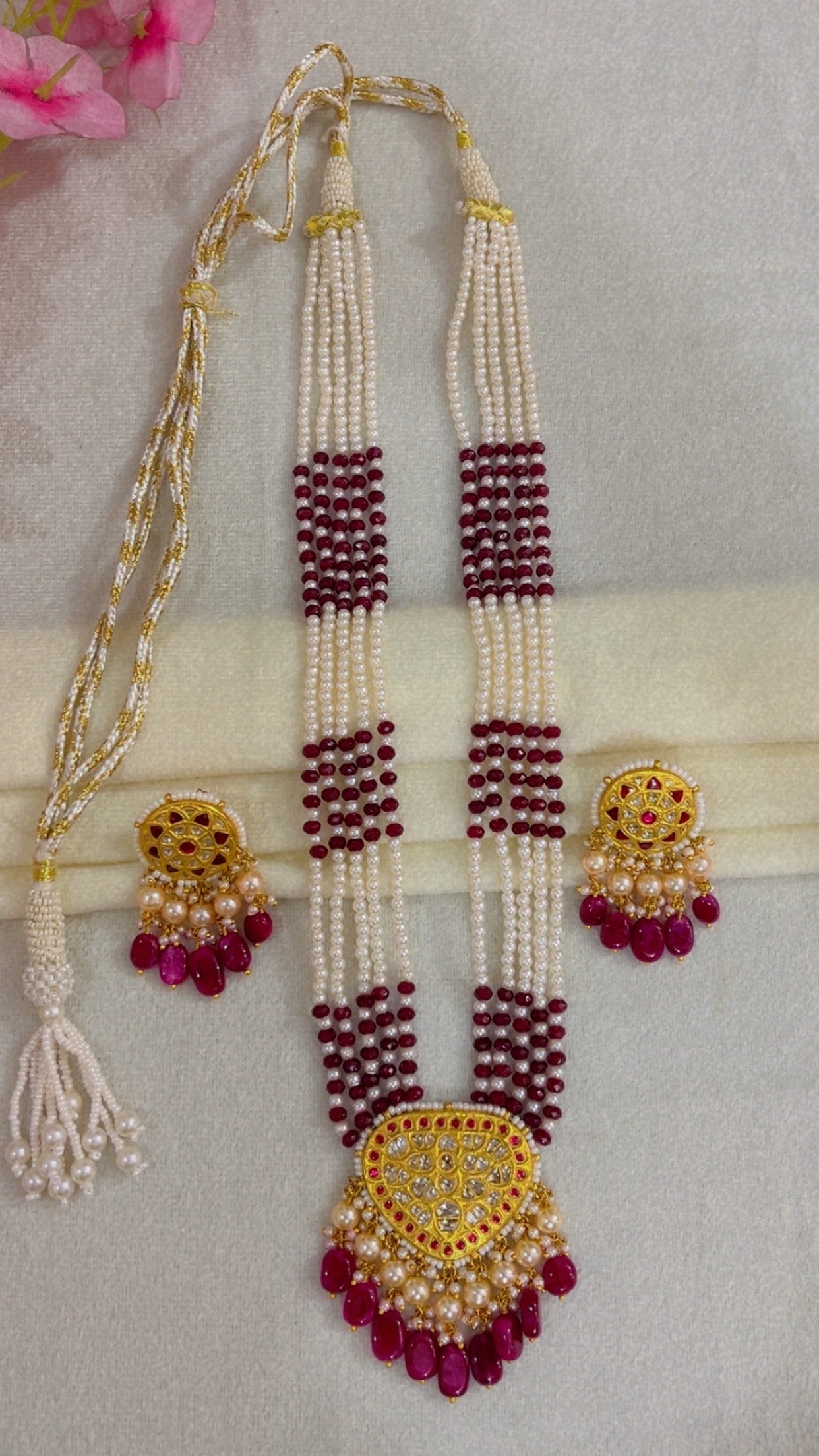 22K Gold Hallmarked Diamond Polki Necklace Jewelry