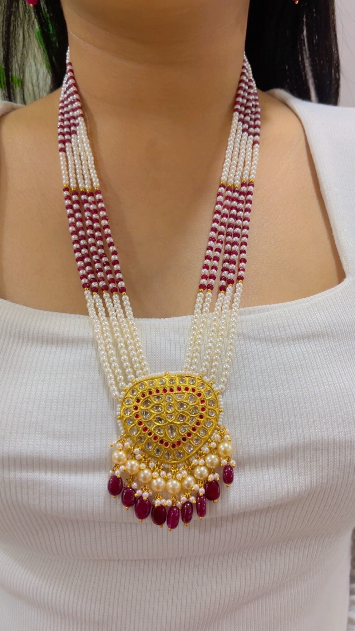 22K Gold Hallmarked Diamond Polki Necklace Jewelry
