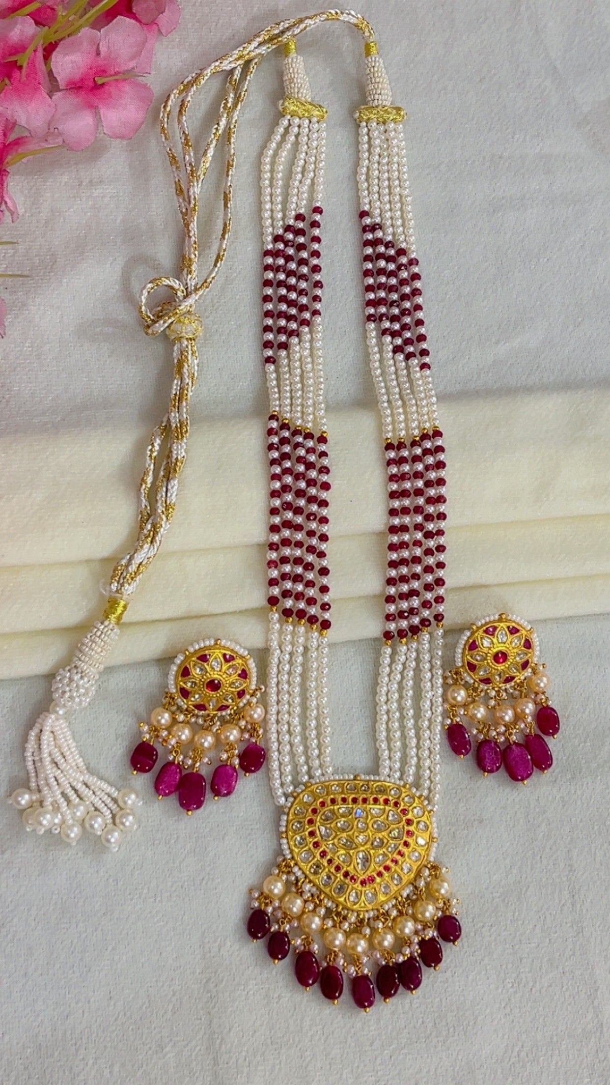 22K Gold Hallmarked Diamond Polki Necklace Jewelry