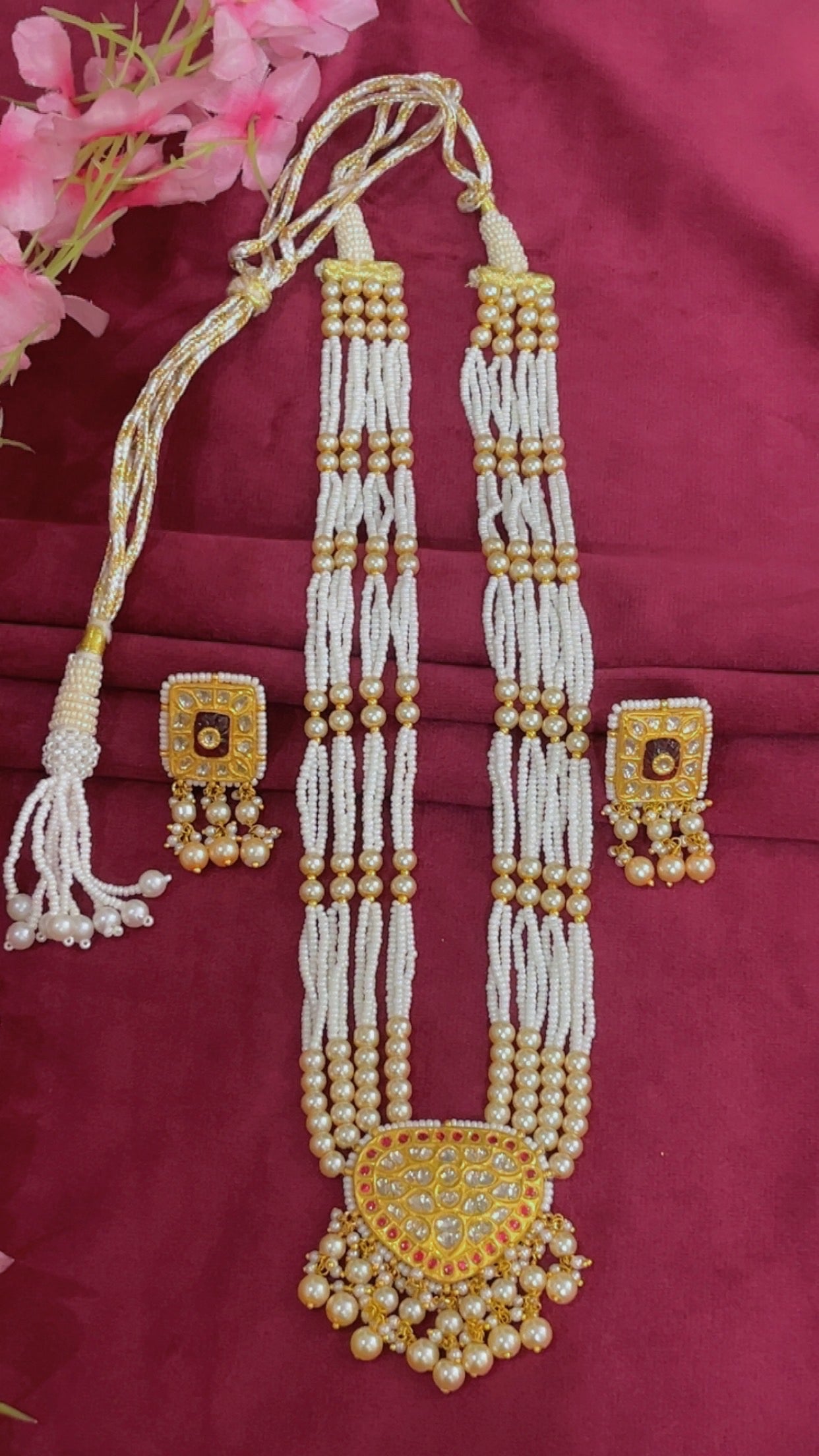 22K Gold Hallmarked Diamond Polki Necklace Jewelry