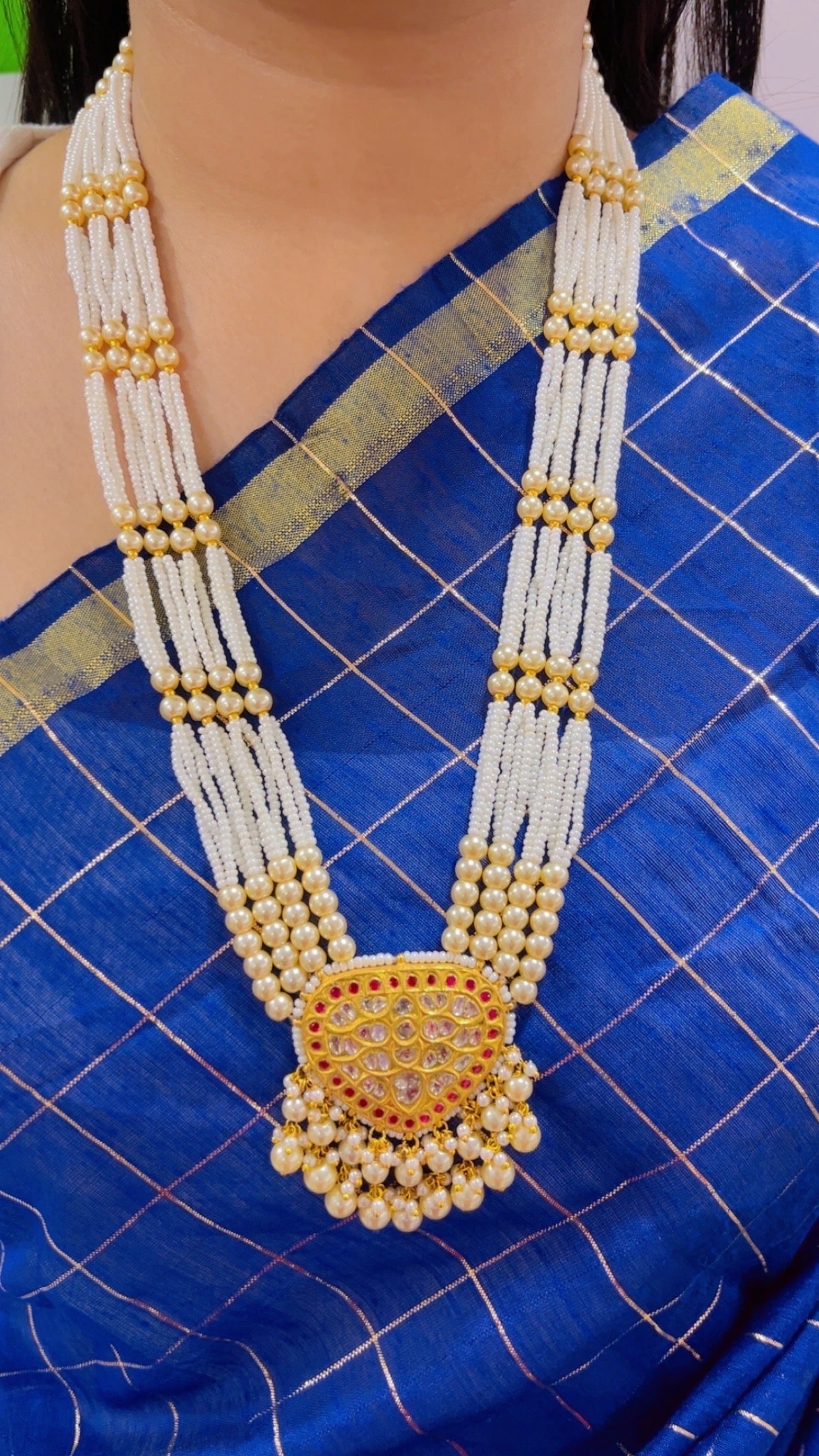 22K Gold Hallmarked Diamond Polki Necklace Jewelry