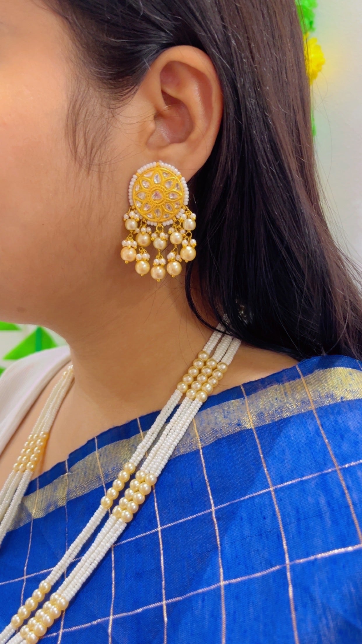 22K Gold Hallmarked Diamond Polki Necklace Jewelry
