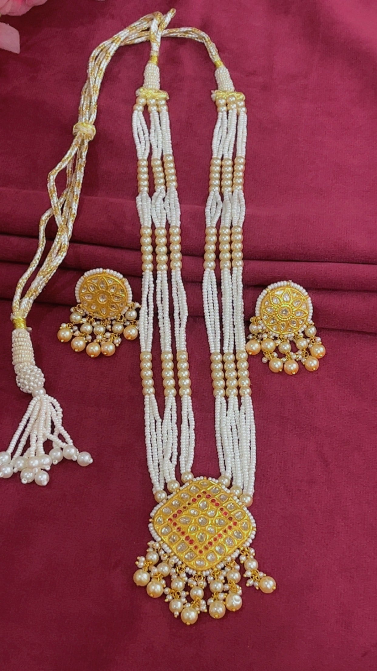 22K Gold Hallmarked Diamond Polki Necklace Jewelry