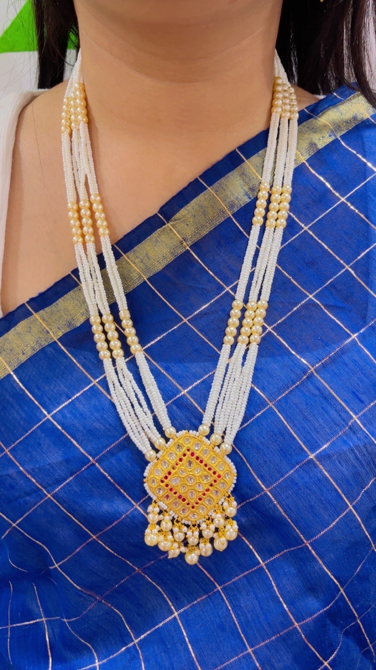 22K Gold Hallmarked Diamond Polki Necklace Jewelry