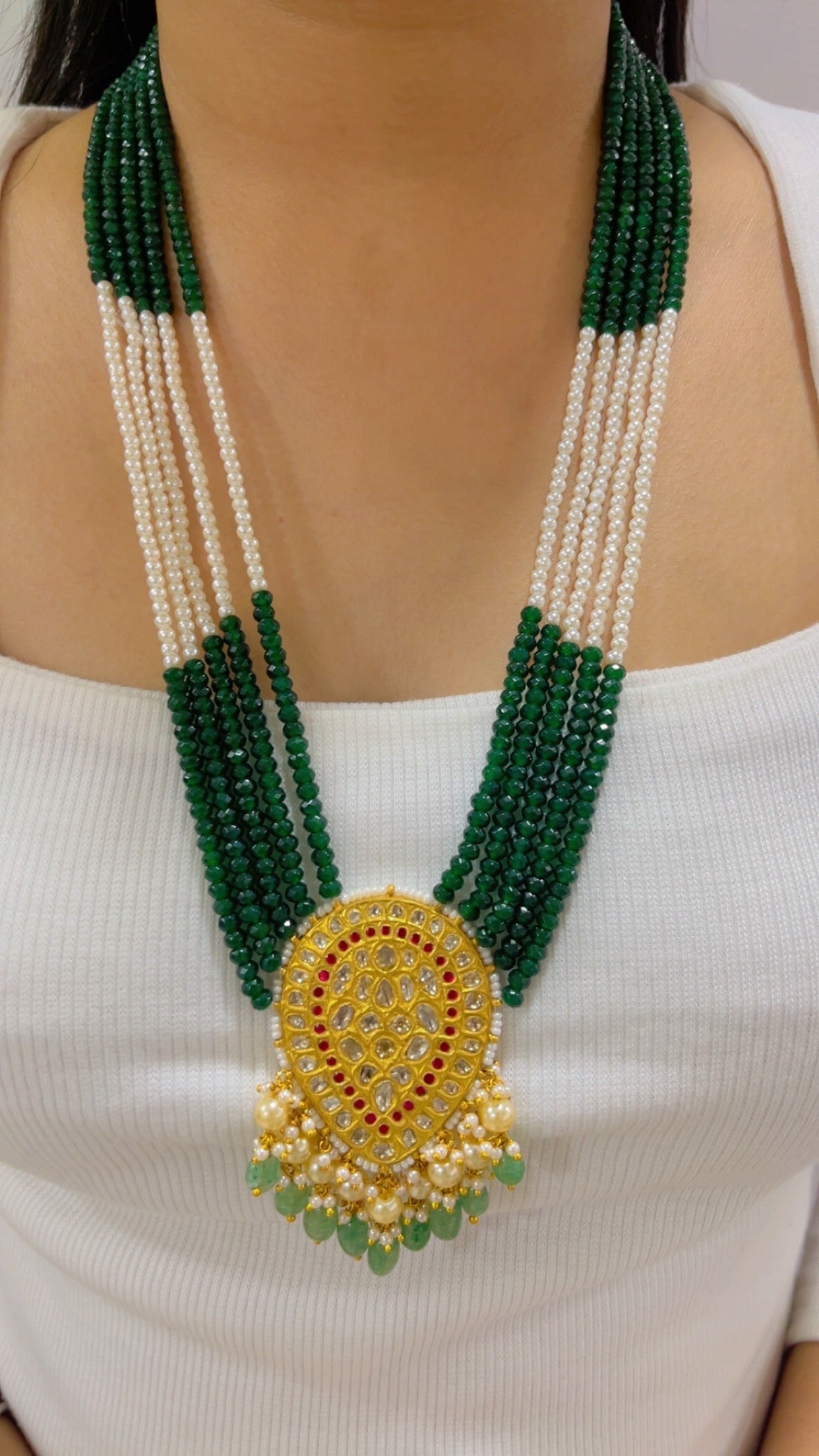 22K Gold Hallmarked Diamond Polki Necklace Jewelry