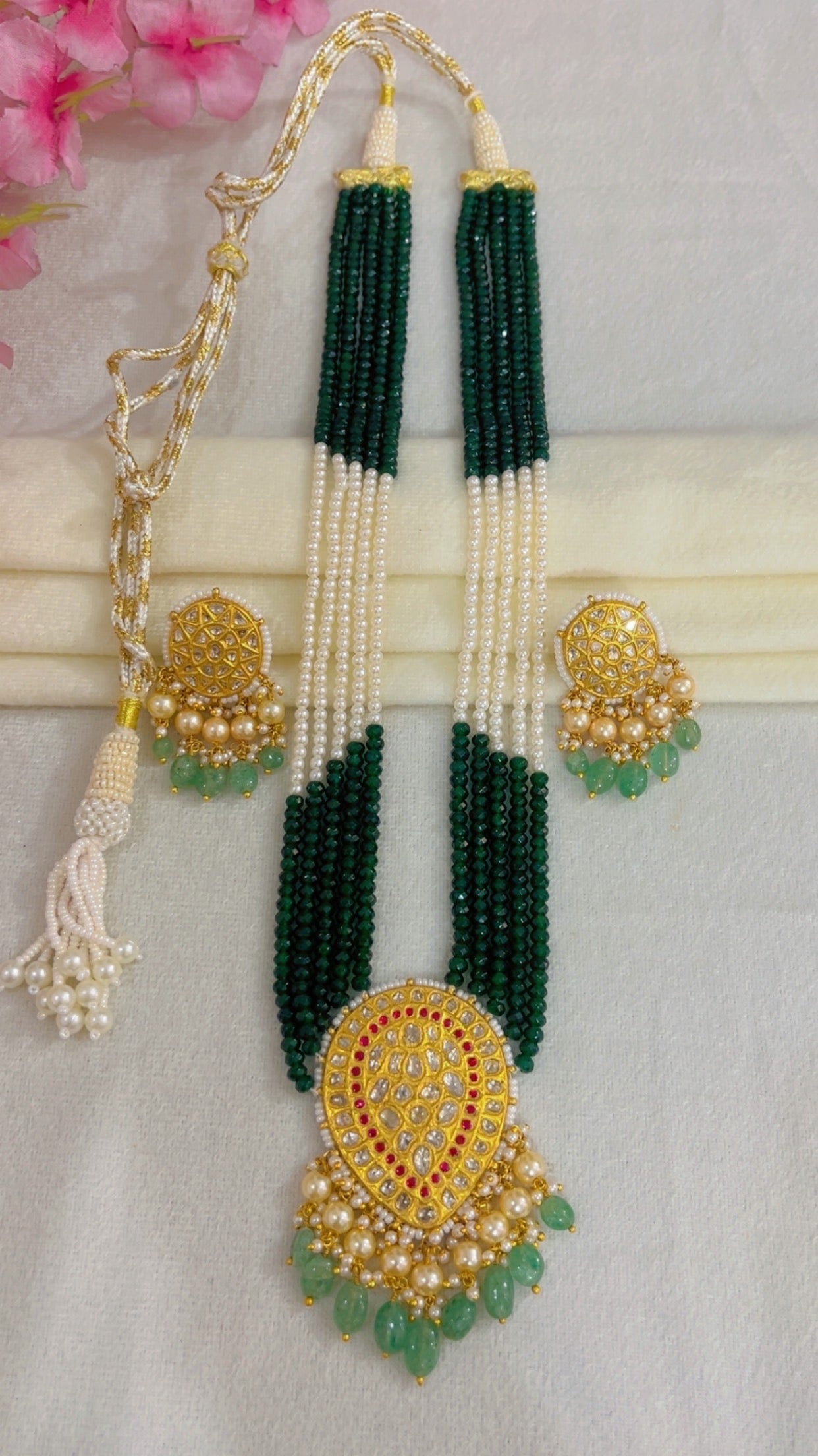 22K Gold Hallmarked Diamond Polki Necklace Jewelry