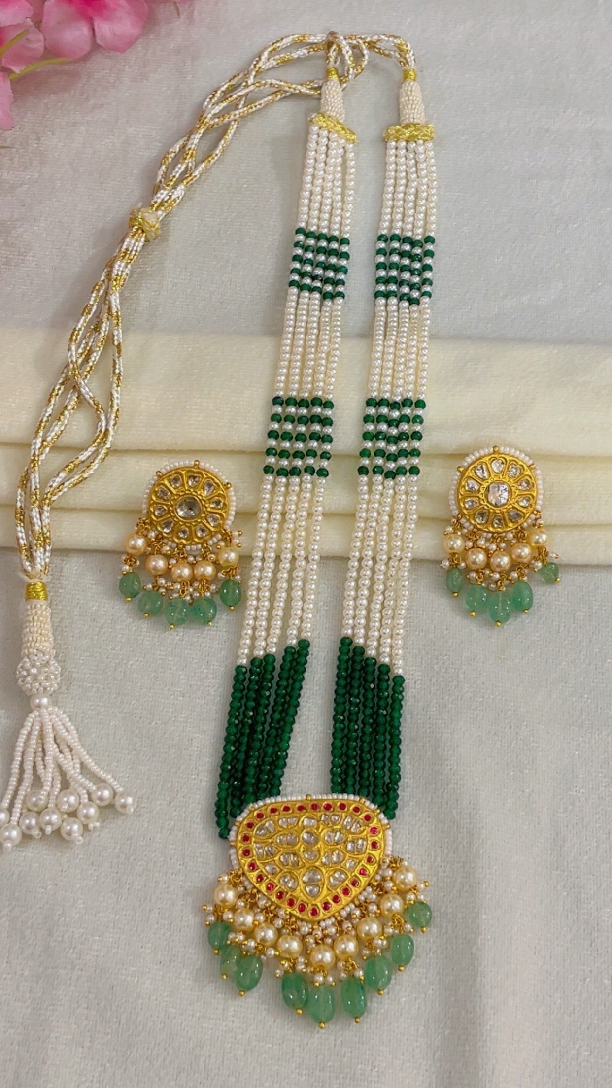 22K Gold Hallmarked Diamond Polki Necklace Jewelry