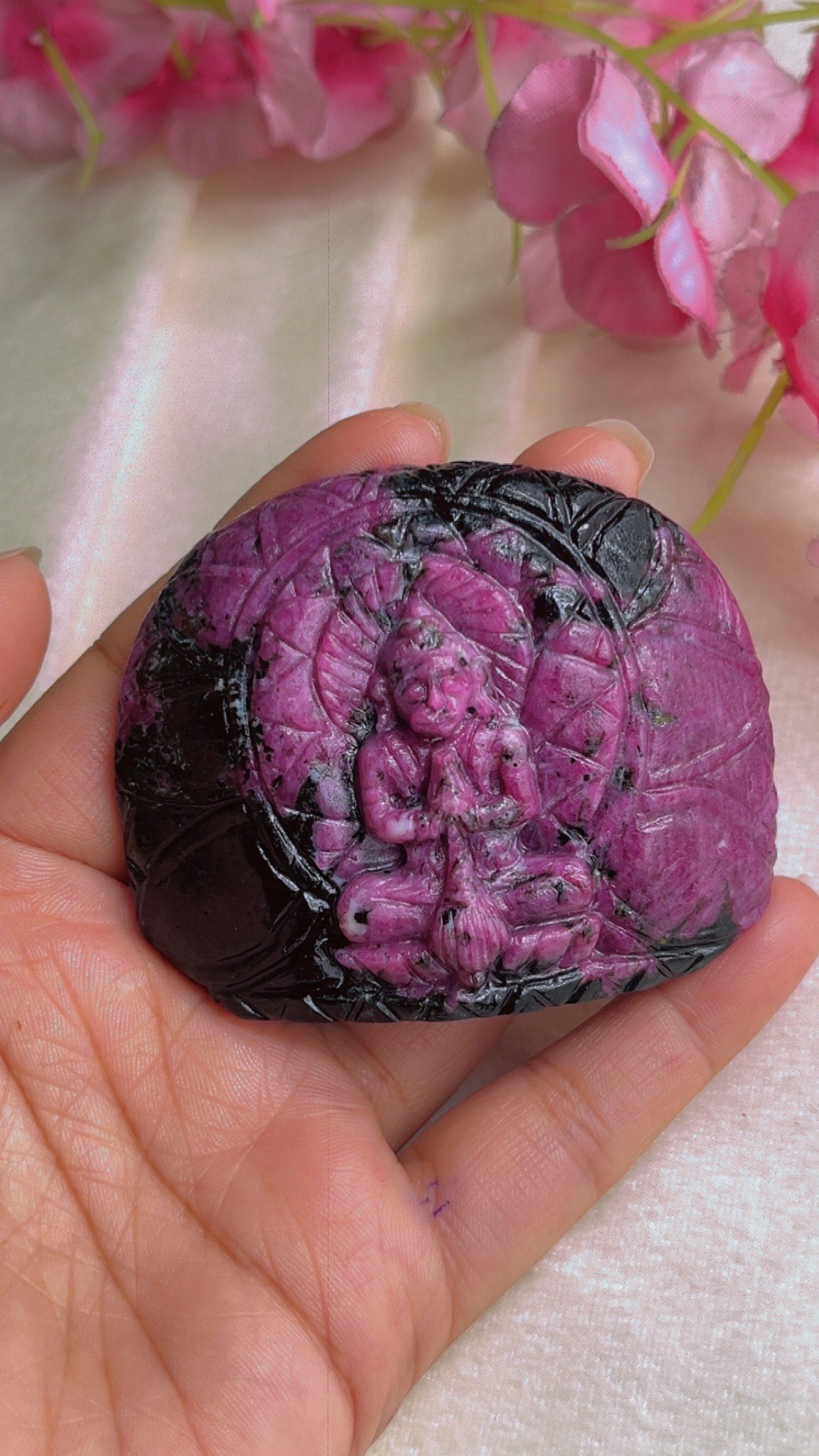 Natural Ruby Gemstone Ram Darbar Carving