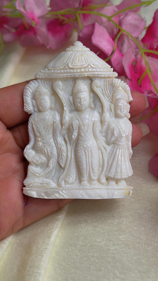 Natural Mother of Pearl Gemstone Ram Darbar Carving