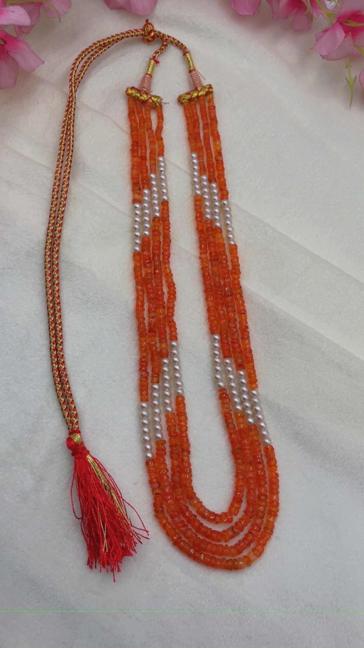 Natural Carnelian & Pearl Gemstone Beads Necklace Jewelry QCMORE