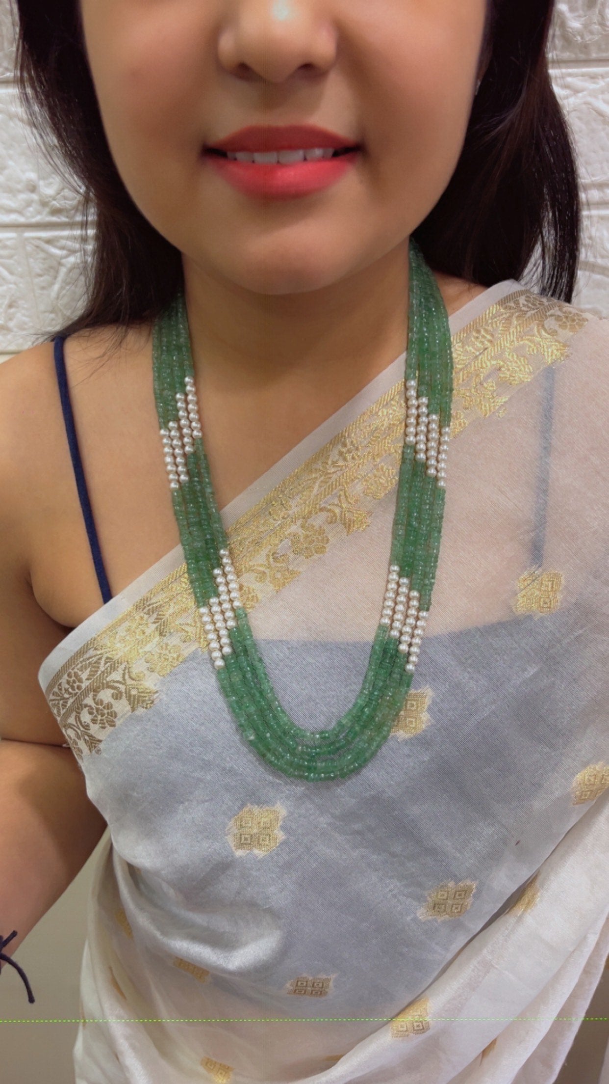 Natural Green Aventurine & Pearl Gemstone Beads Necklace Jewelry QC1