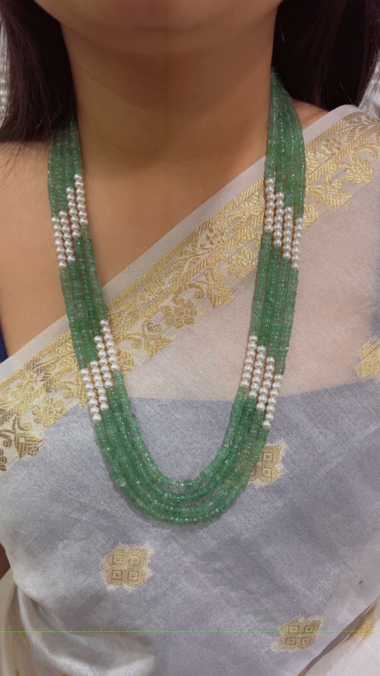 Natural Green Aventurine & Pearl Gemstone Beads Necklace Jewelry QC1