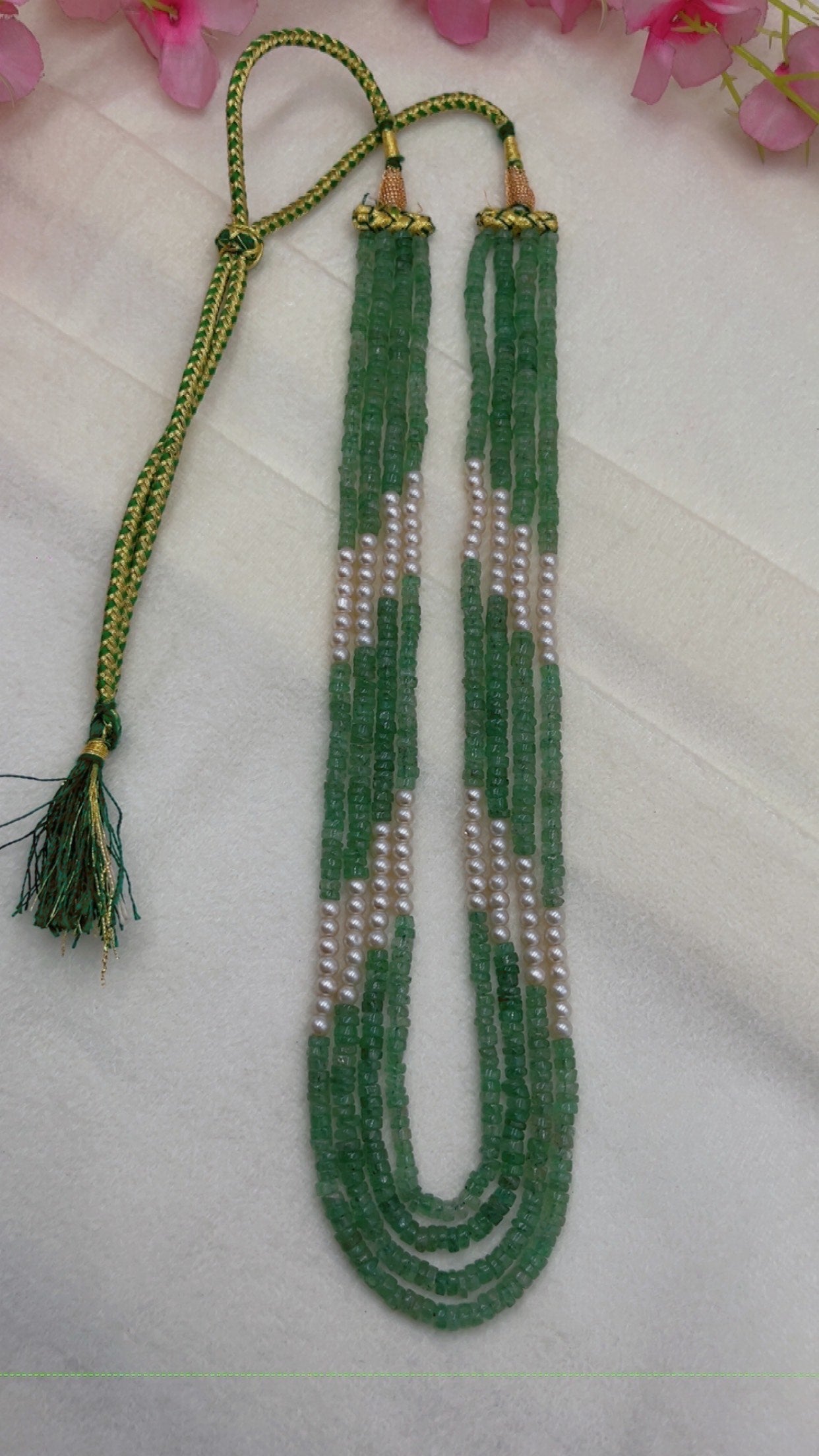 Natural Green Aventurine & Pearl Gemstone Beads Necklace Jewelry QC1