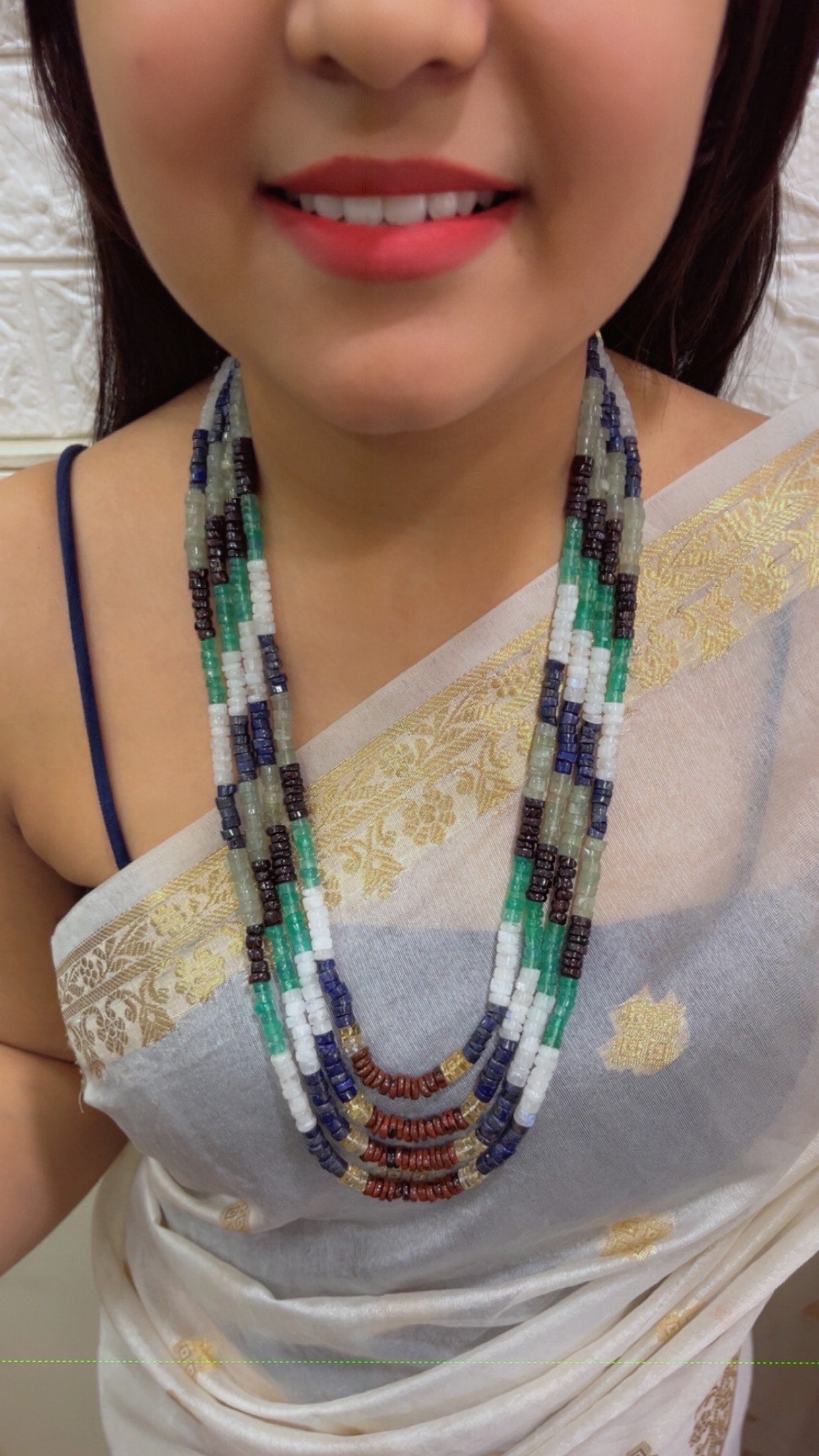 Natural Multi Gemstone Beads Necklace Jewelry QC1