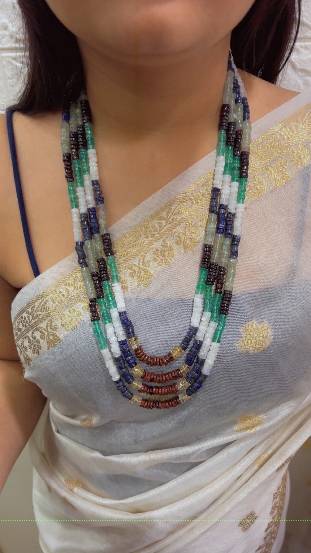 Natural Multi Gemstone Beads Necklace Jewelry QC1