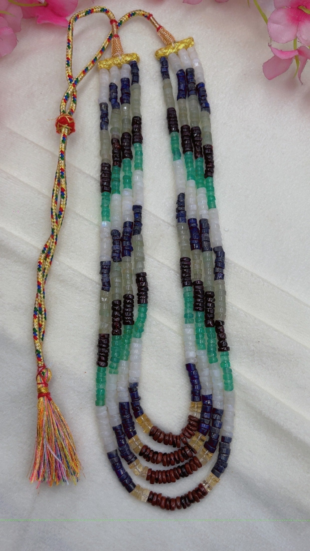 Natural Multi Gemstone Beads Necklace Jewelry QC1