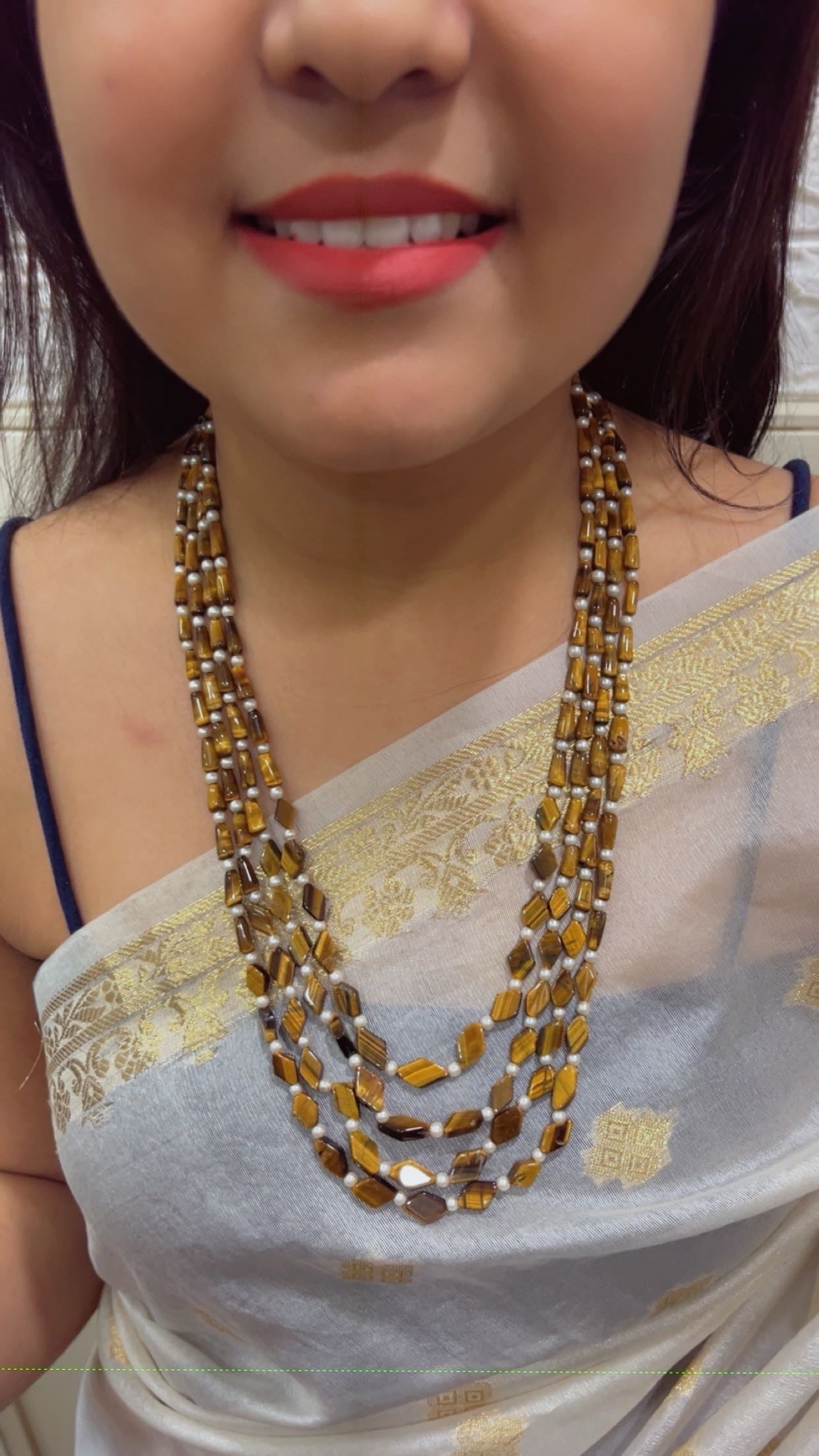 Natural Tiger Eye & Pearl Gemstone Beads Necklace Jewelry QC MORE