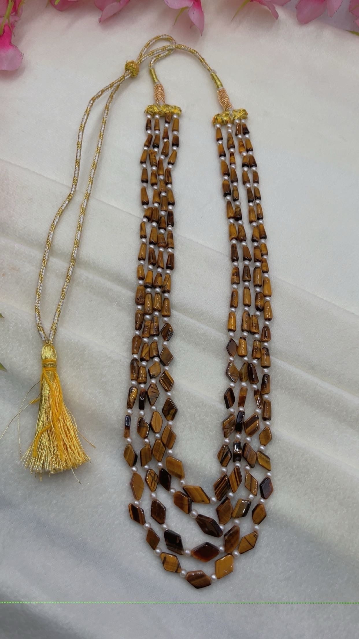 Natural Tiger Eye & Pearl Gemstone Beads Necklace Jewelry QC MORE