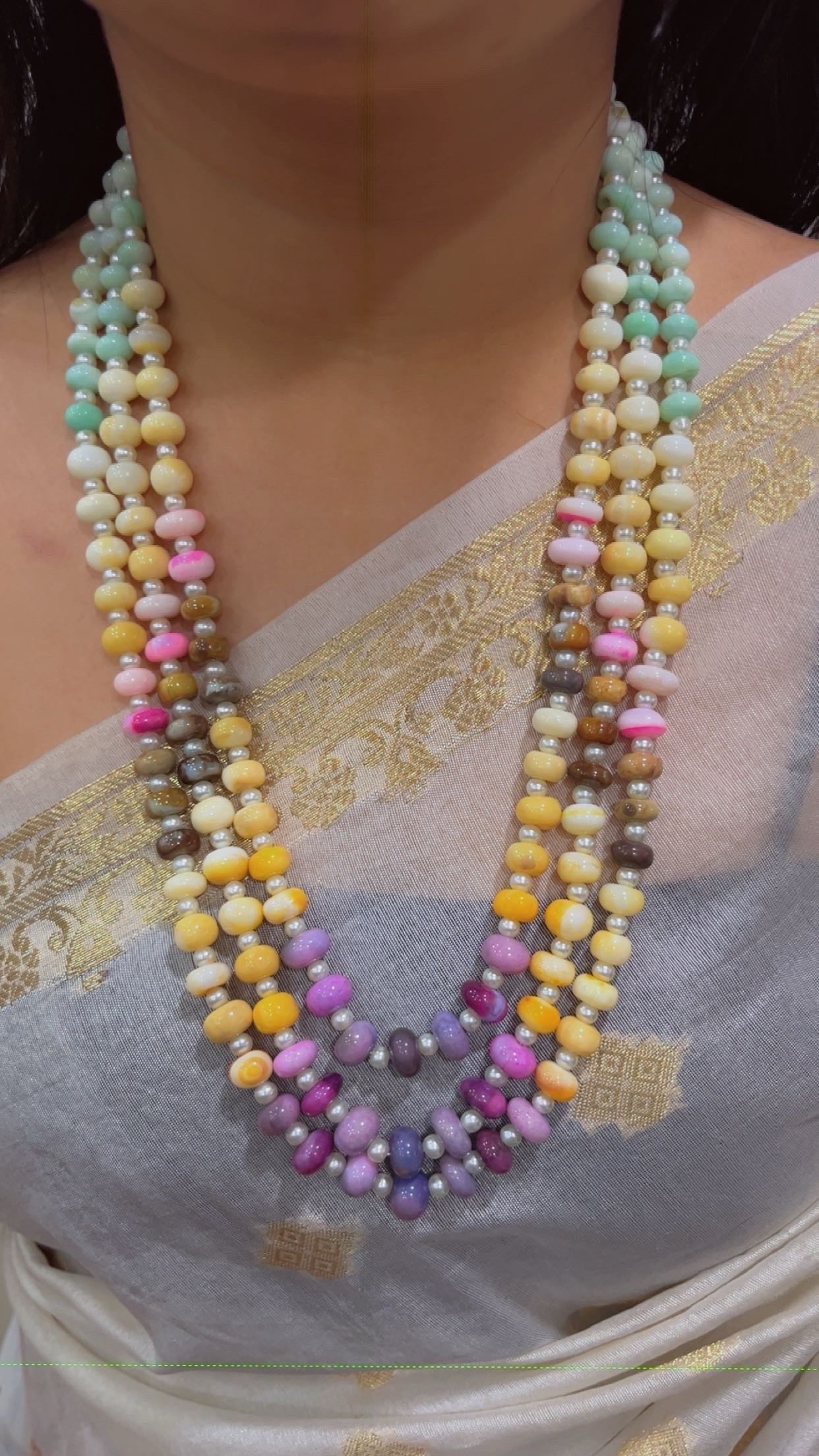 Natural Multi Opal Gemstone Beads Necklace Jewelry QC