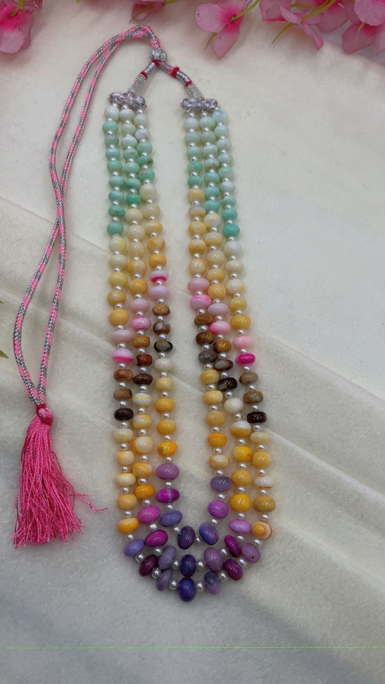 Natural Multi Opal Gemstone Beads Necklace Jewelry QC