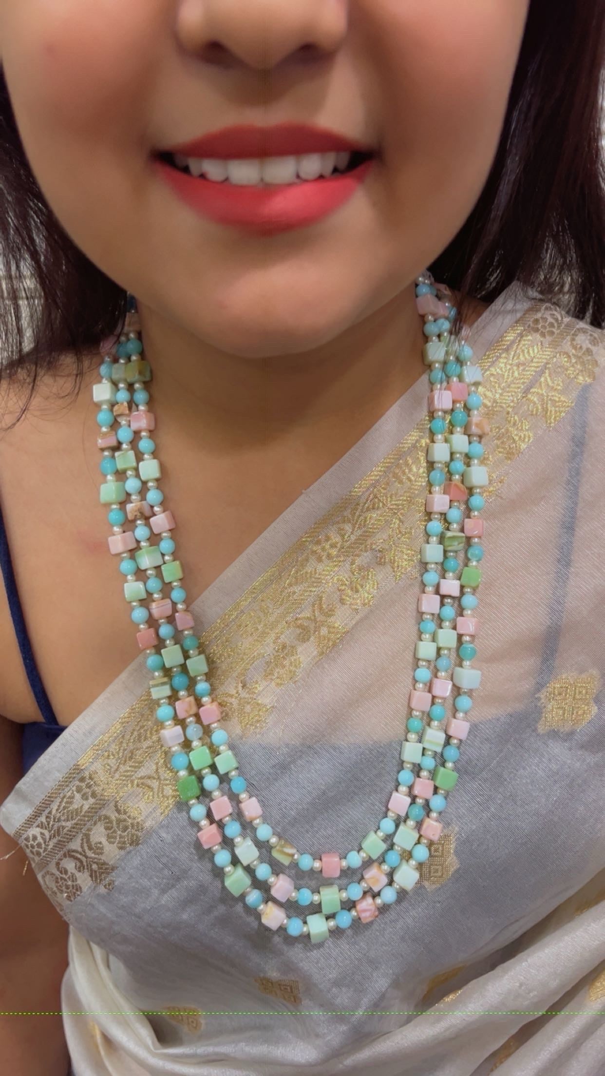 Natural Multi Opal Gemstone Beads Necklace Jewelry QC more