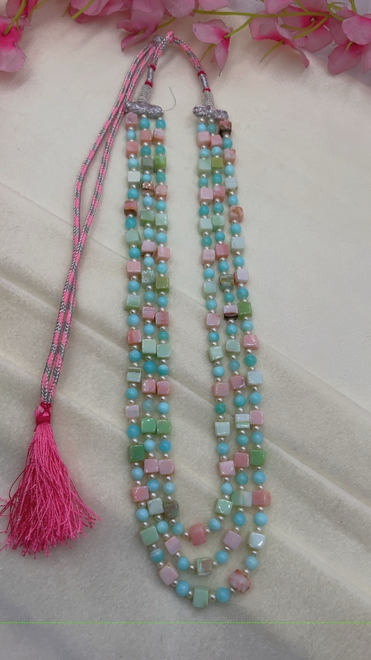 Natural Multi Opal Gemstone Beads Necklace Jewelry QC more