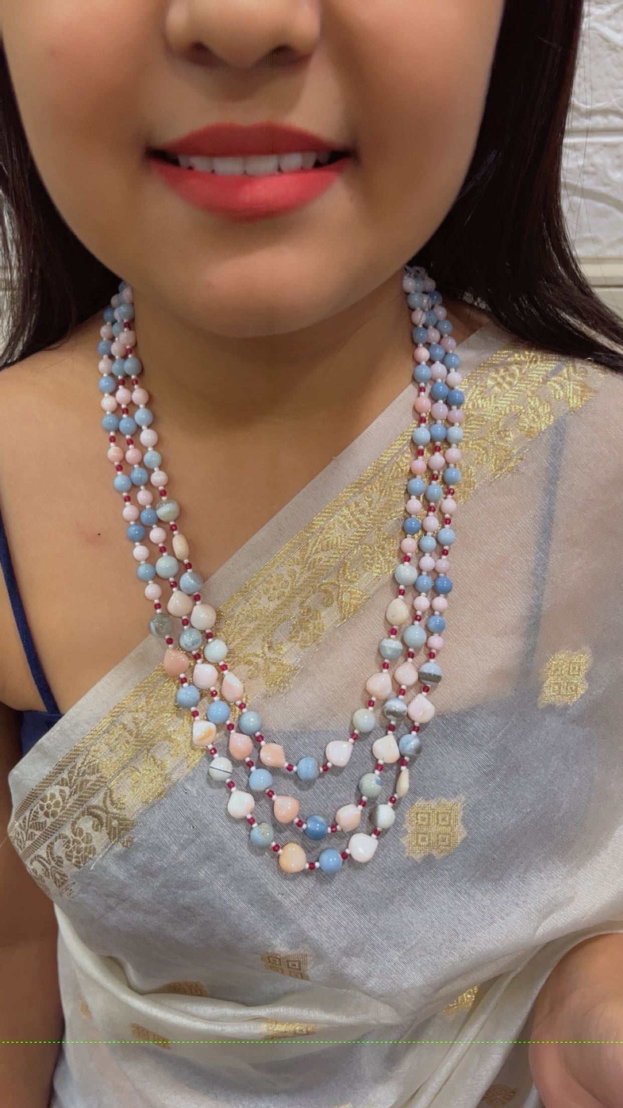 Natural Muti Opal Gemstone Beads Necklace Jewelry QC More