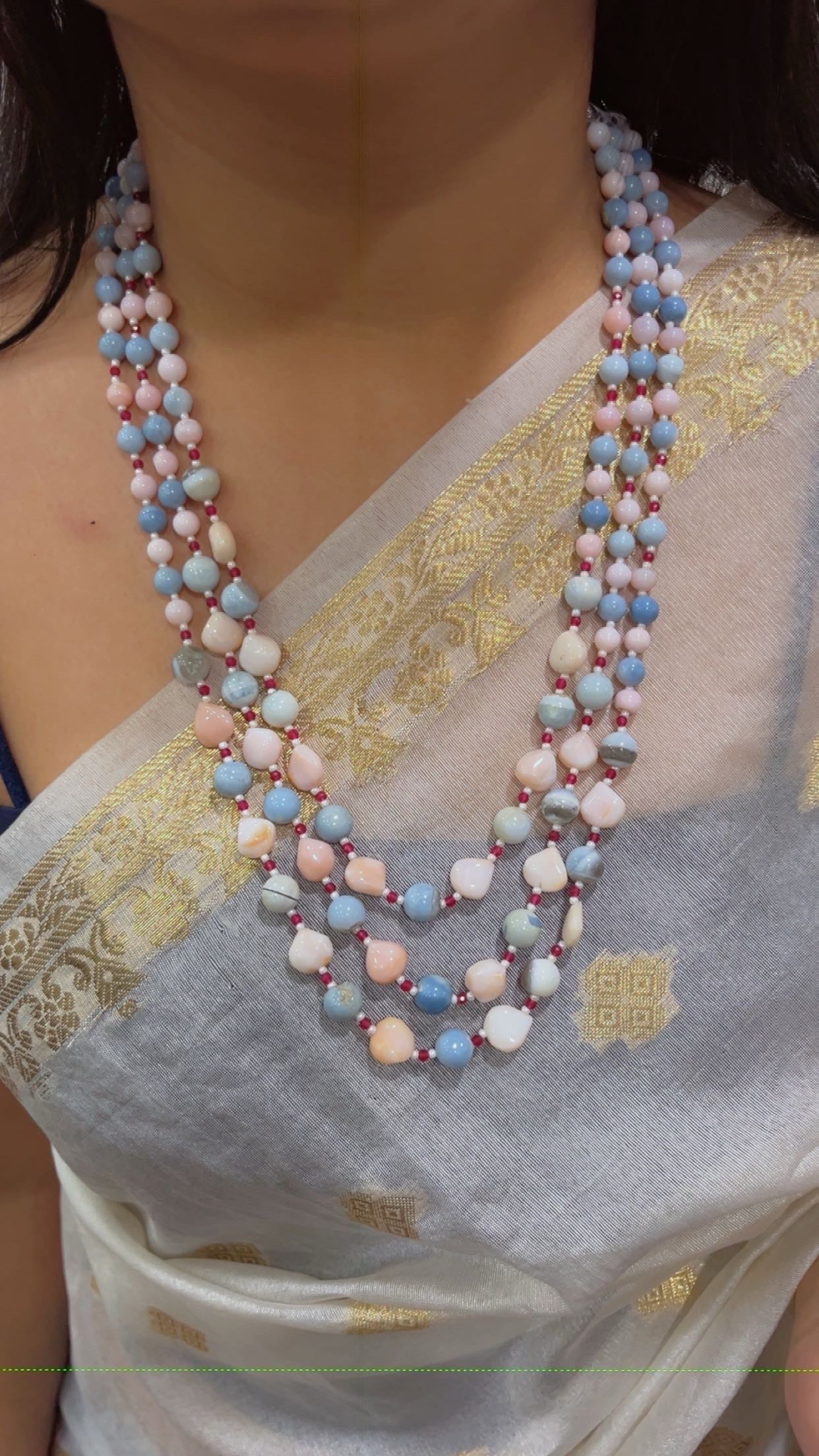 Natural Muti Opal Gemstone Beads Necklace Jewelry QC More