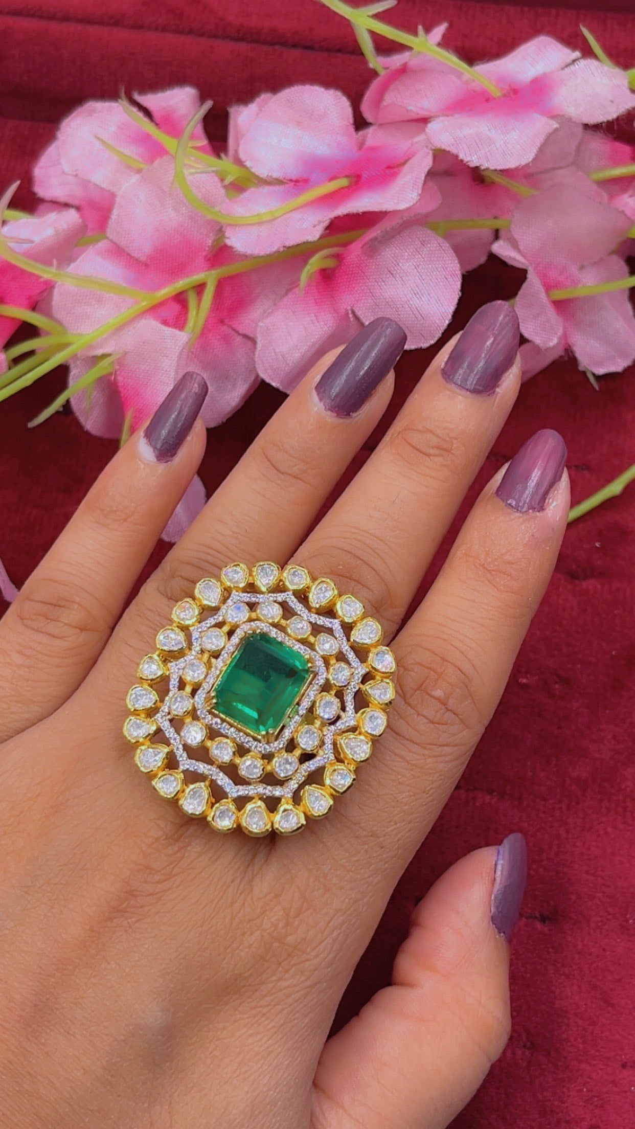 925 Silver Designer Red Ring