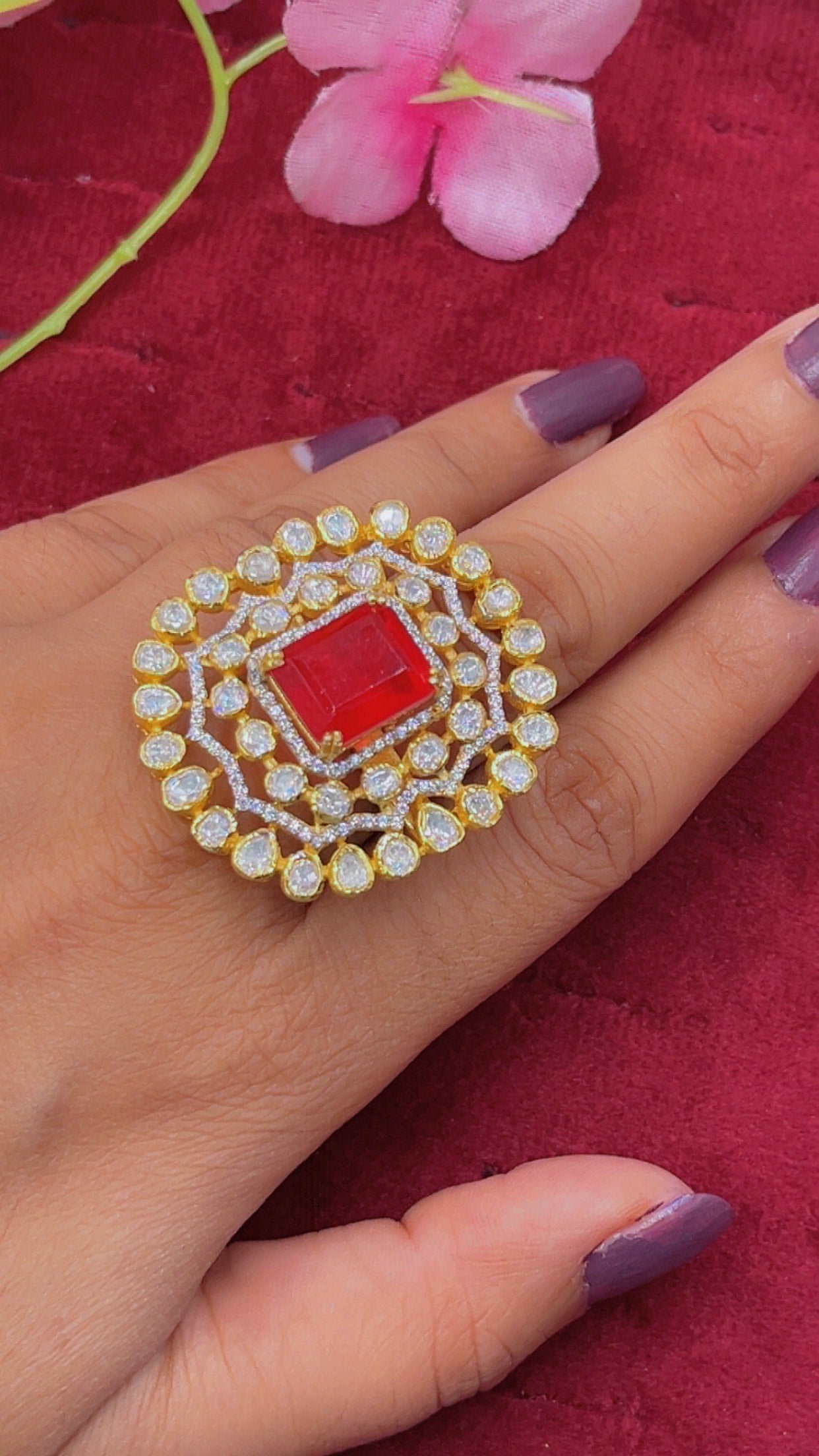 925 Silver Designer Green Ring