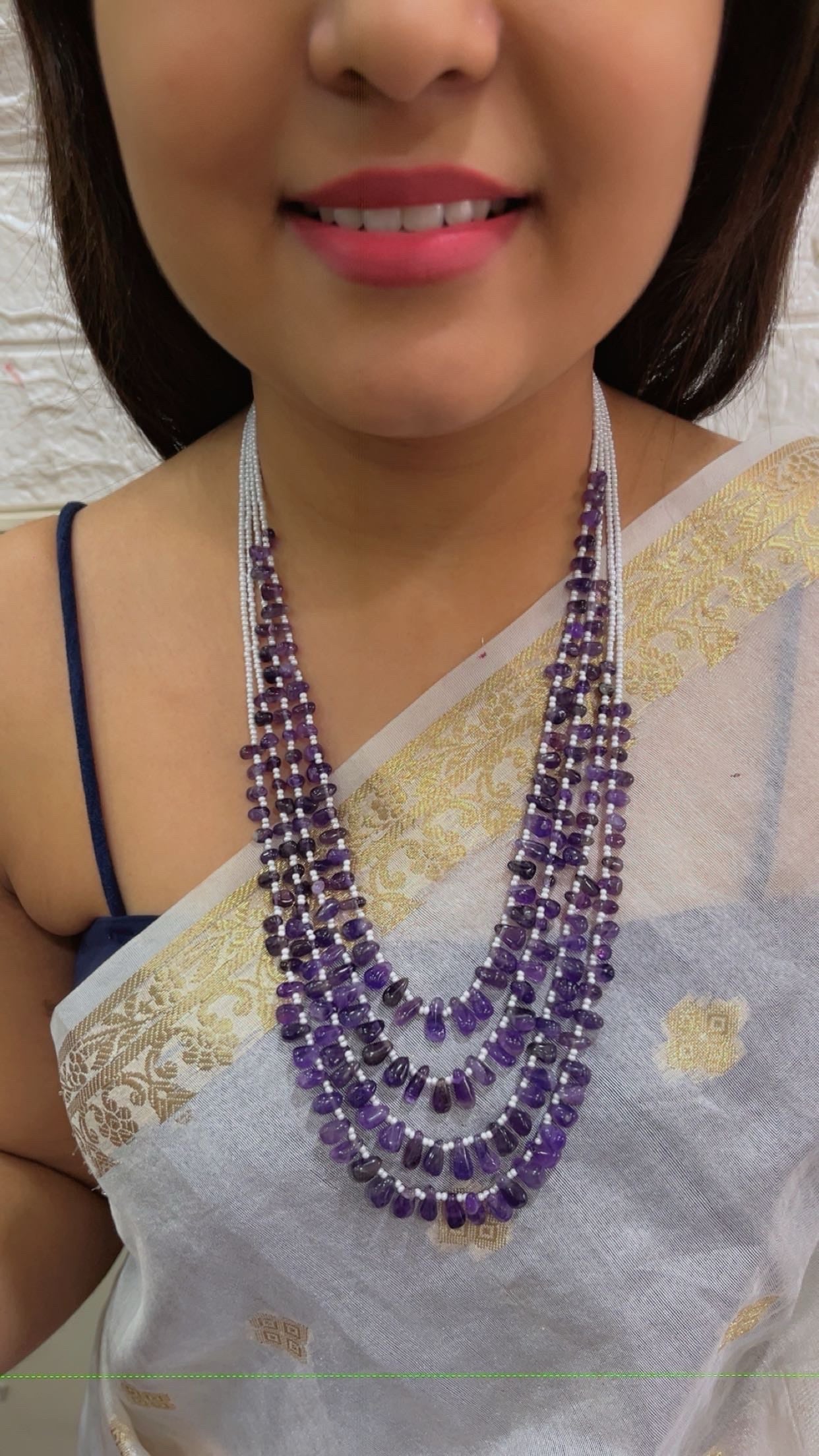 Natural Amethyst Gemstone Beads Necklace Jewelry