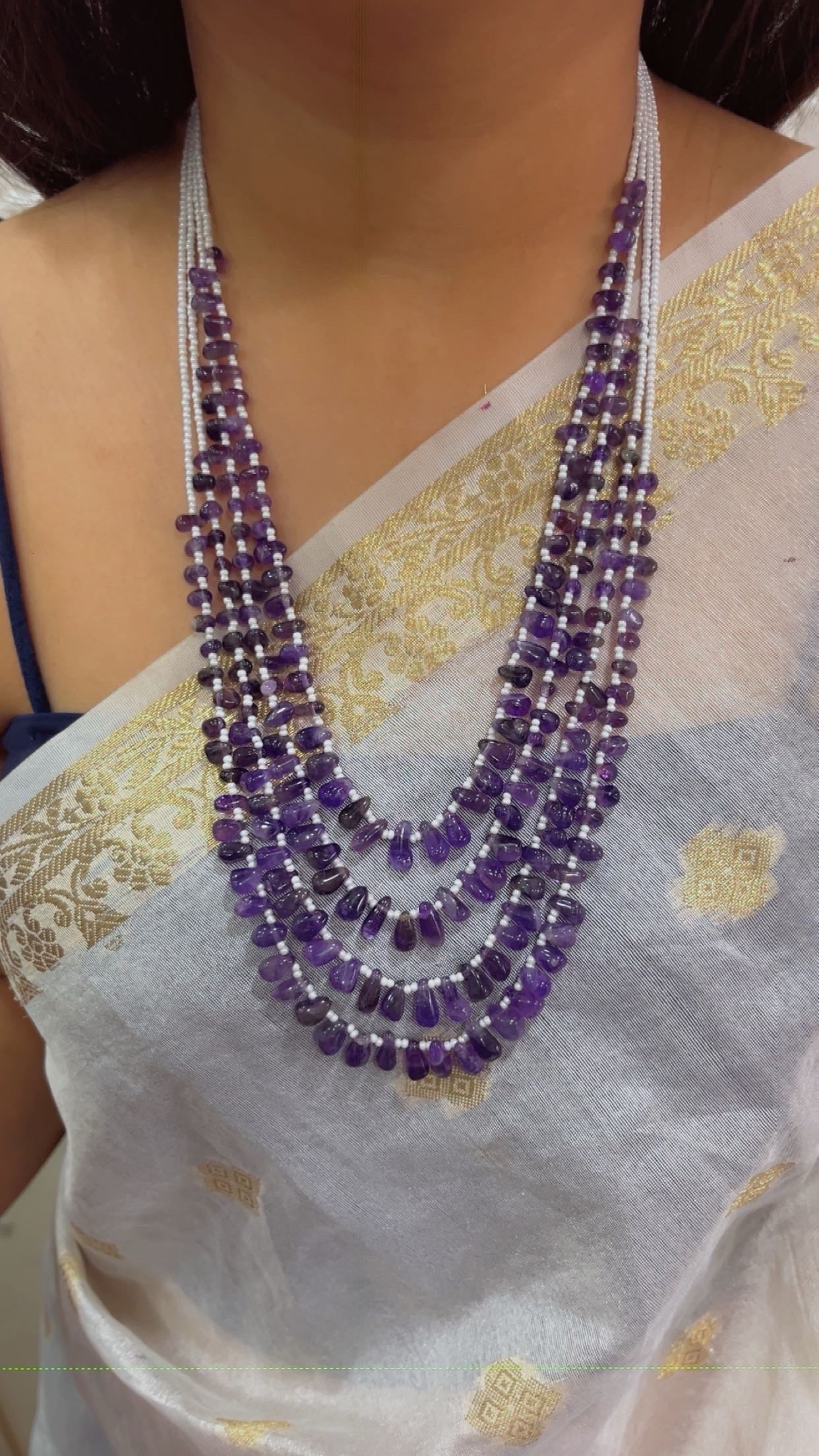 Natural Amethyst Gemstone Beads Necklace Jewelry