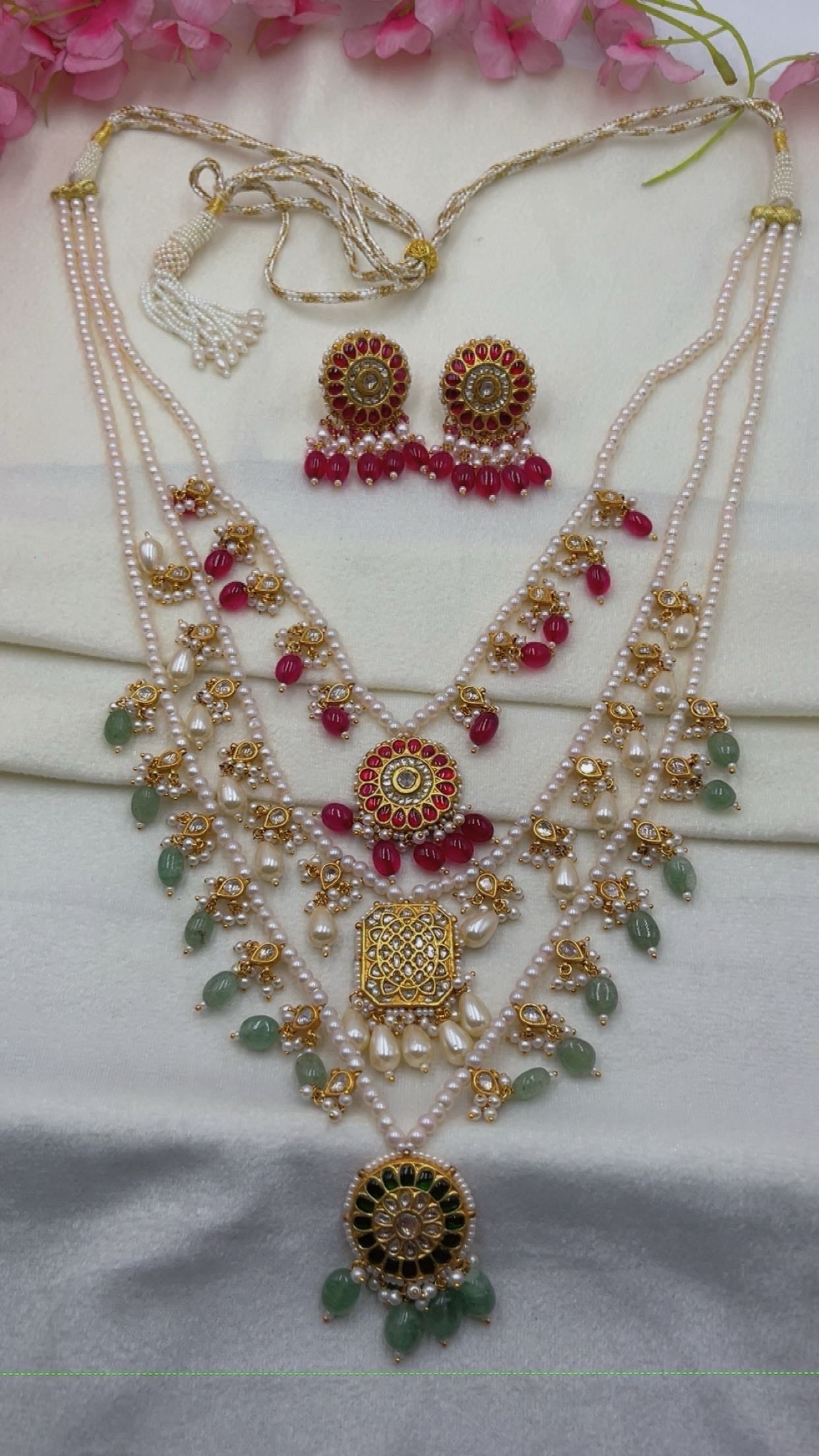 22K Gold Hallmarked Diamond Polki Multi Rani Haar Necklace Jewelry