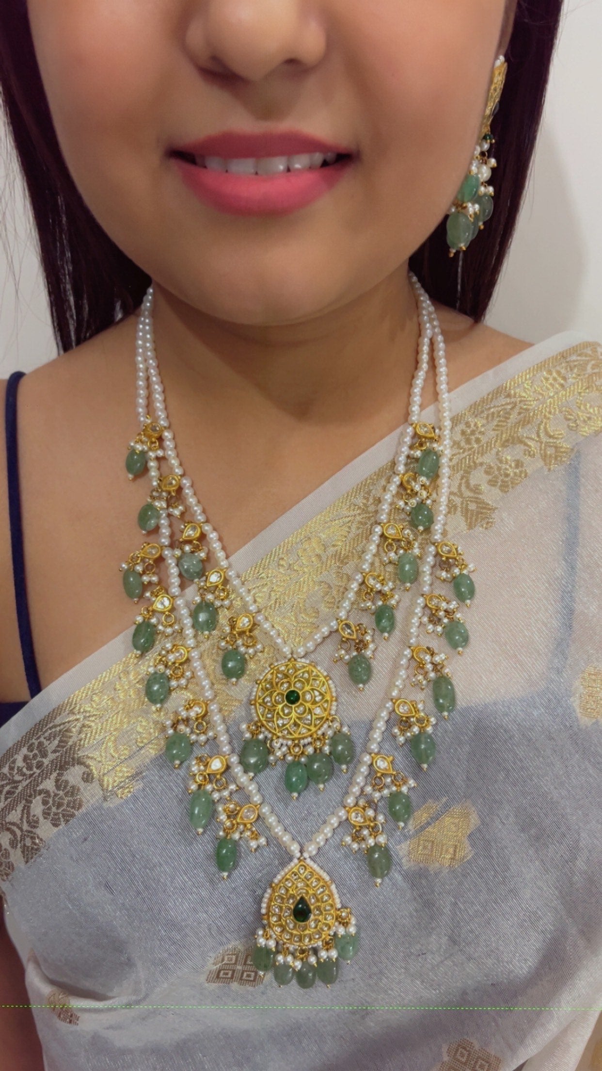 22K Gold Hallmarked Diamond Polki Rani Haar Necklace Jewelry