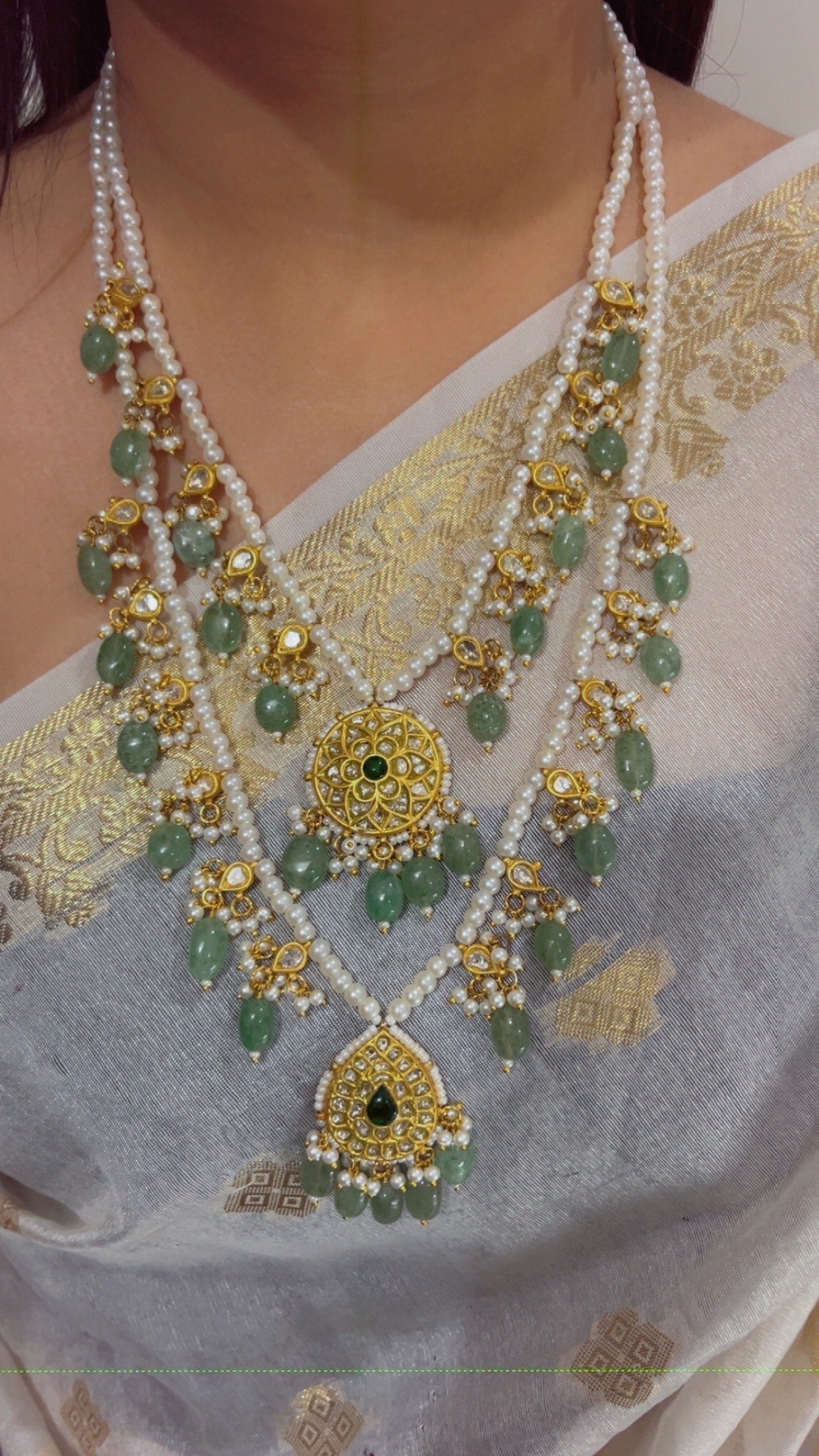 22K Gold Hallmarked Diamond Polki Rani Haar Necklace Jewelry