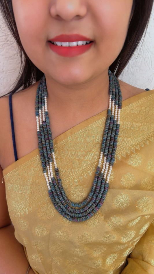 Natural Jasper & Pearl Gemstone Beads Necklace Jewelry