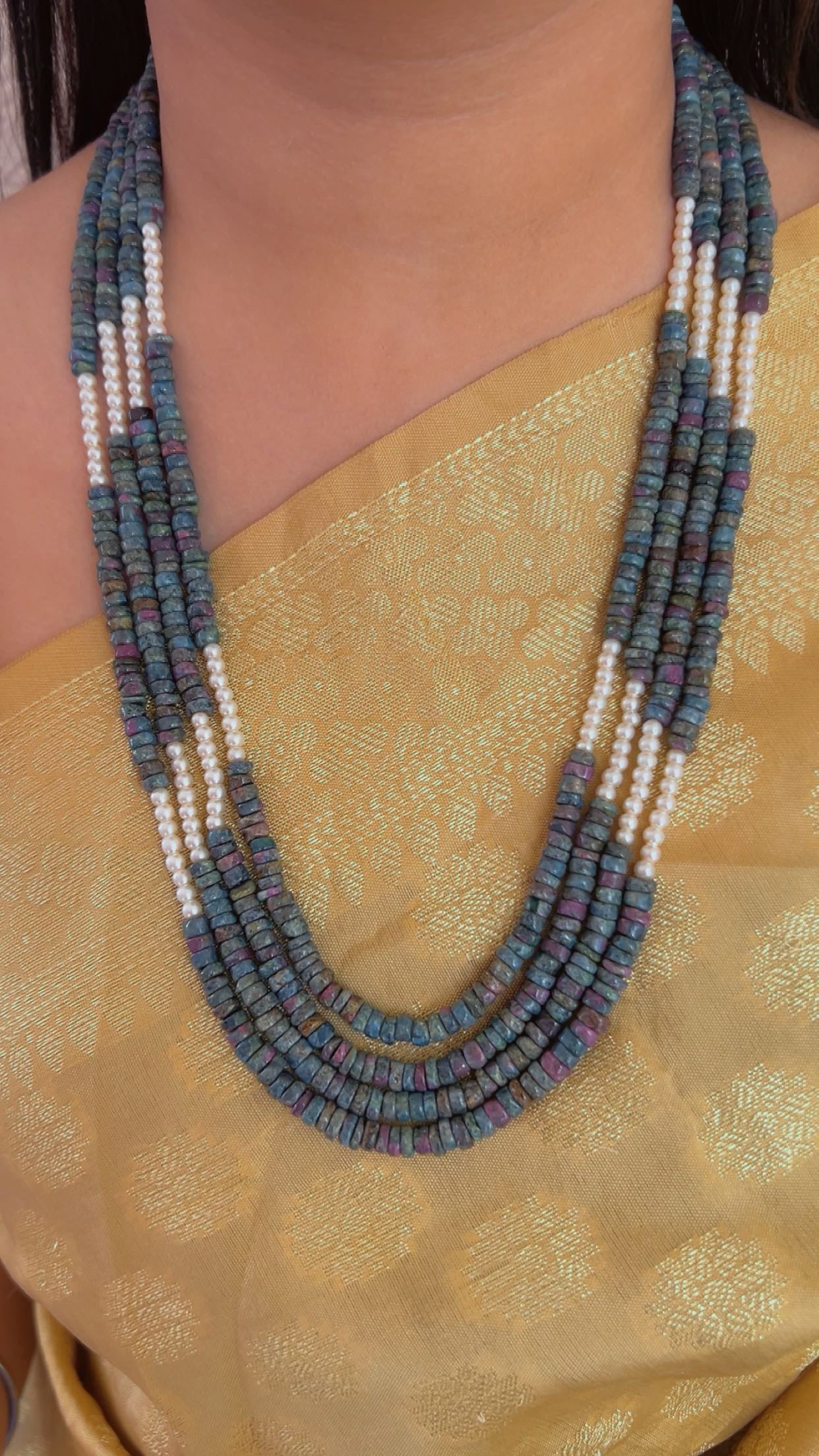 Natural Jasper & Pearl Gemstone Beads Necklace Jewelry