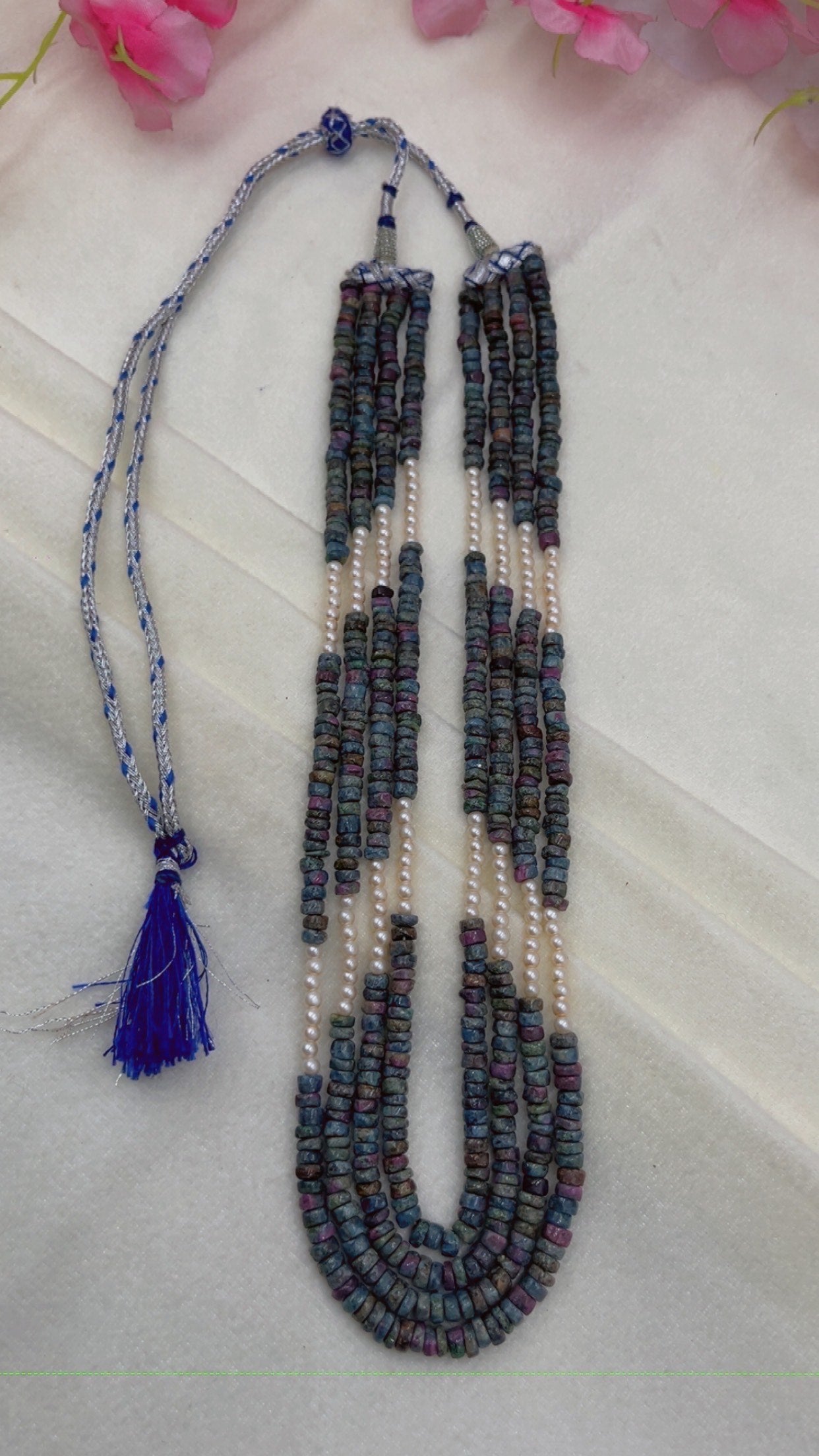 Natural Jasper & Pearl Gemstone Beads Necklace Jewelry