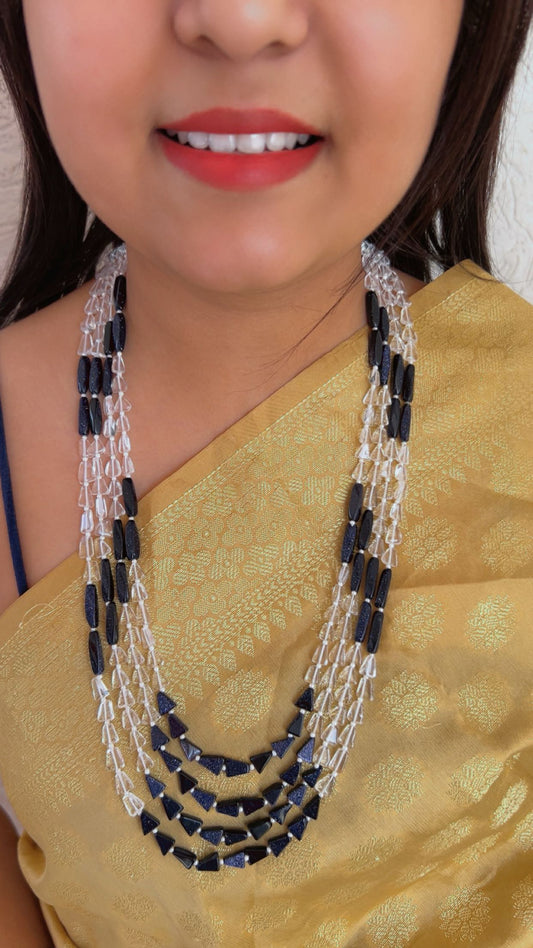 Natural Quartz & Sunstone Gemstone Beads Necklace Jewelry