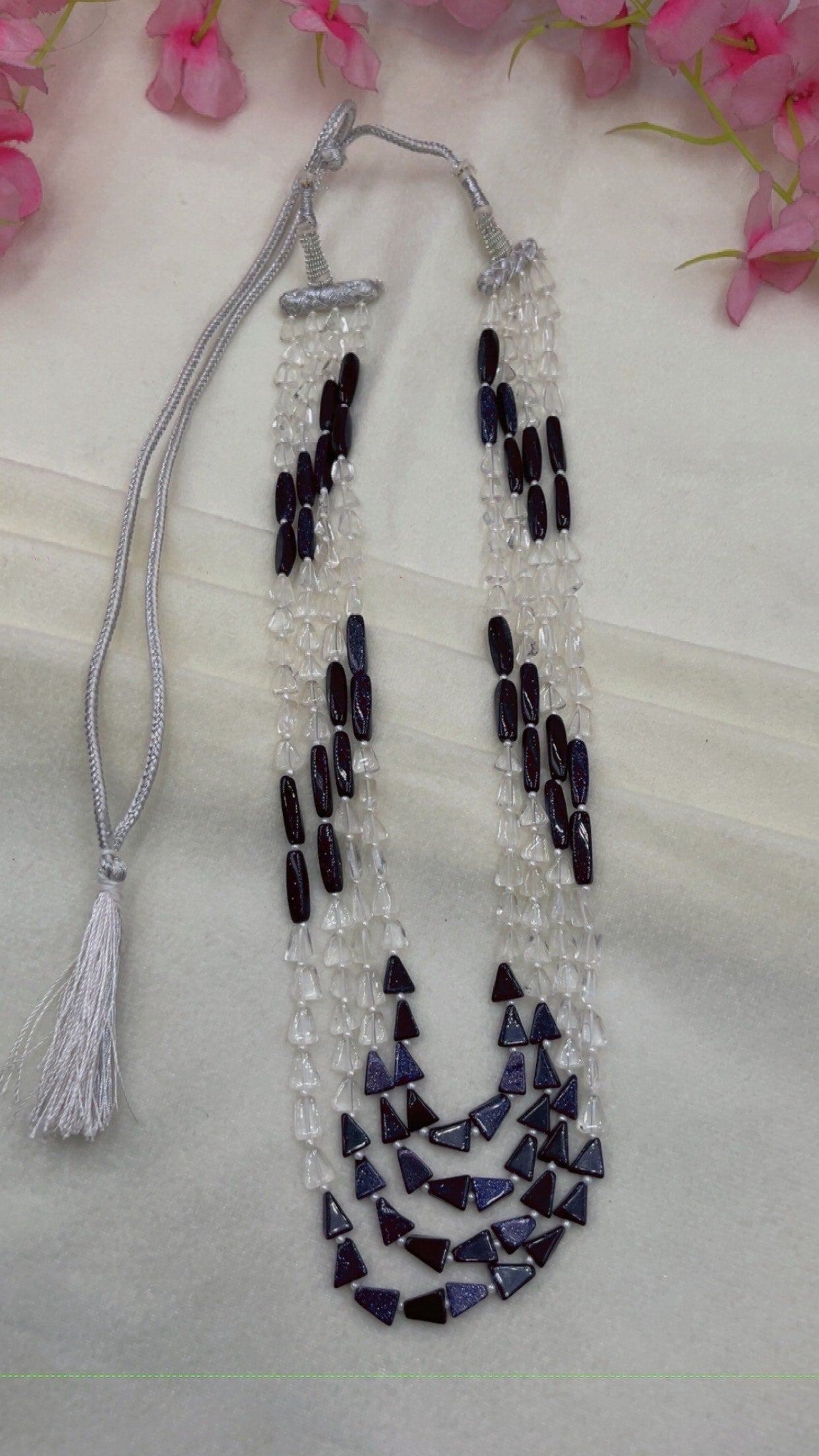 Natural Quartz & Sunstone Gemstone Beads Necklace Jewelry