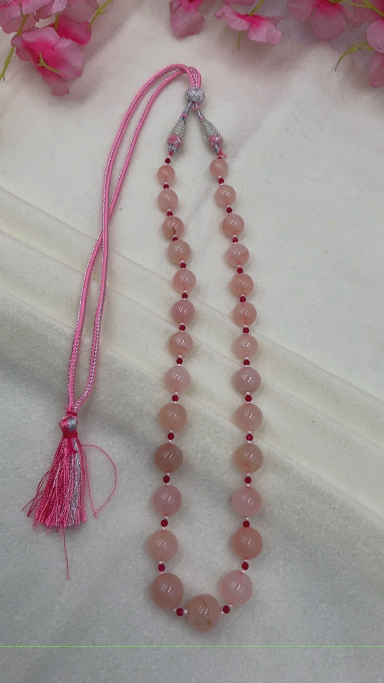 Natural Rose Quartz & Garnet Gemstone Beads Necklace Jewelry