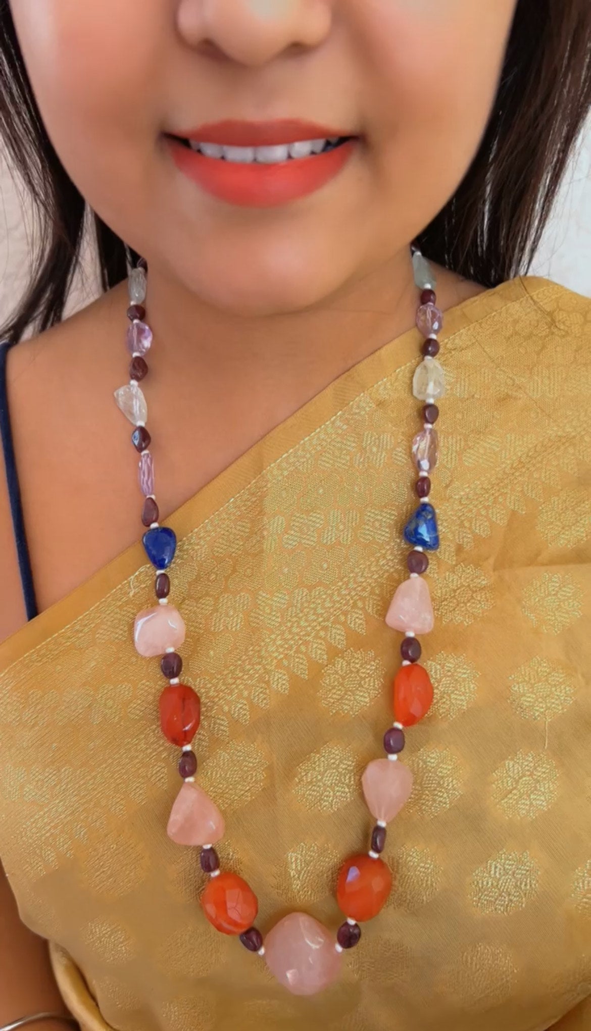 Natural Multi Gemstone Tumble Gemstone Beads Necklace Jewelry