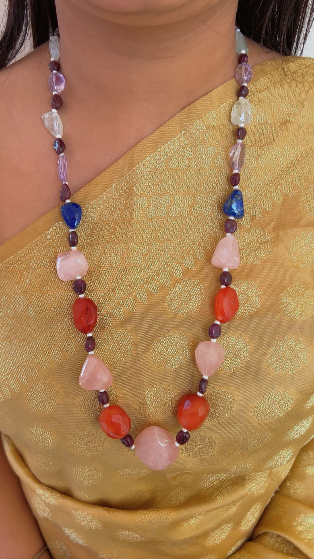 Natural Multi Gemstone Tumble Gemstone Beads Necklace Jewelry