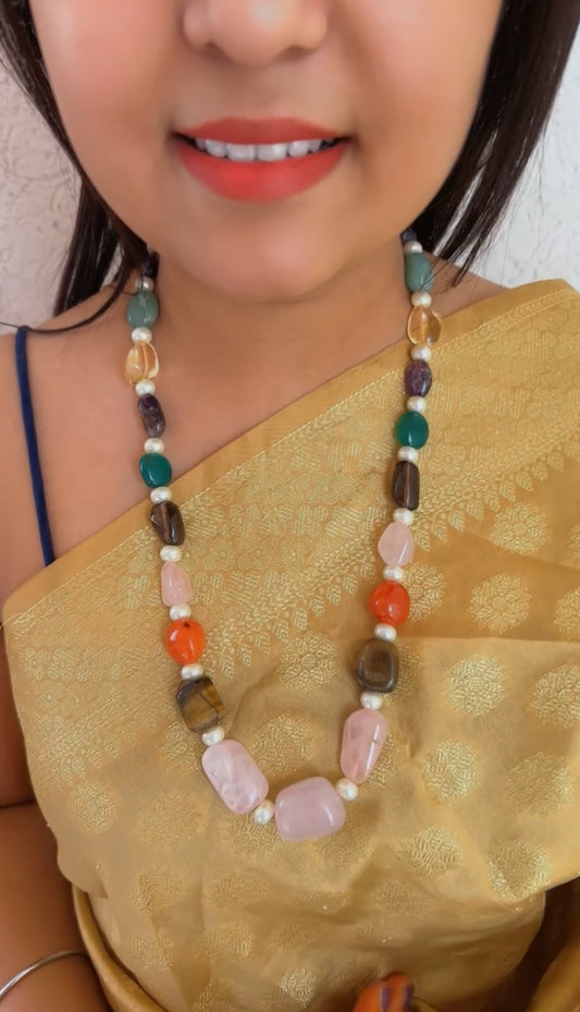 Natural Multi Gemstone Tumble Gemstone Beads Necklace Jewelry