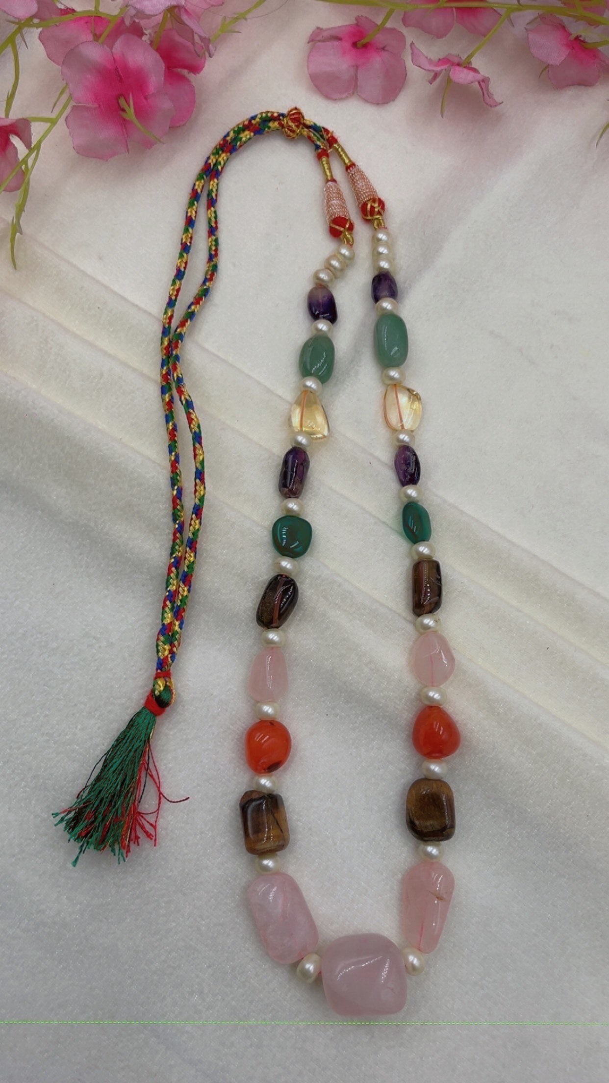 Natural Multi Gemstone Tumble Gemstone Beads Necklace Jewelry