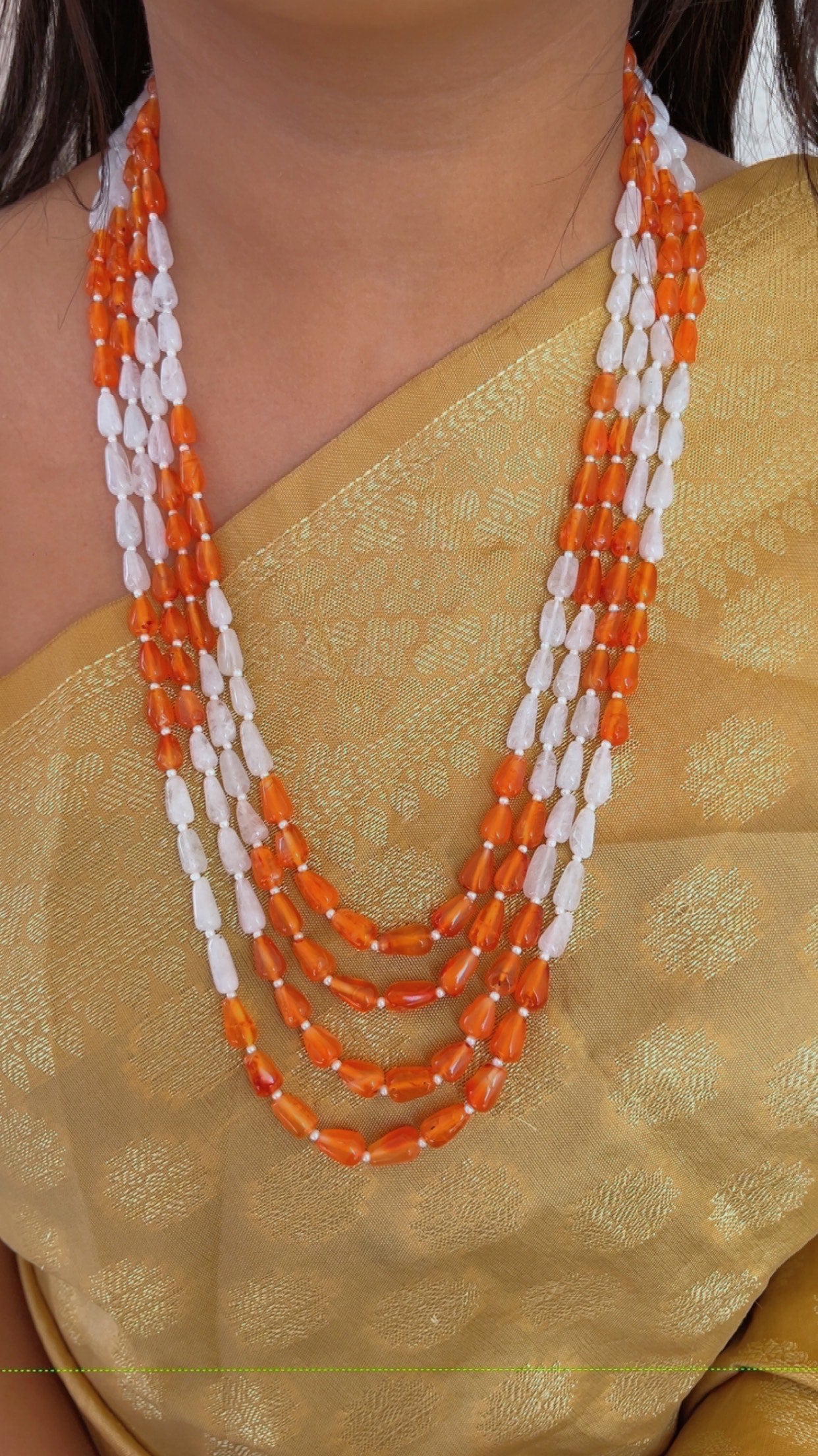 Natural Carnelian & Moonstone Gemstone Beads Necklace Jewelry