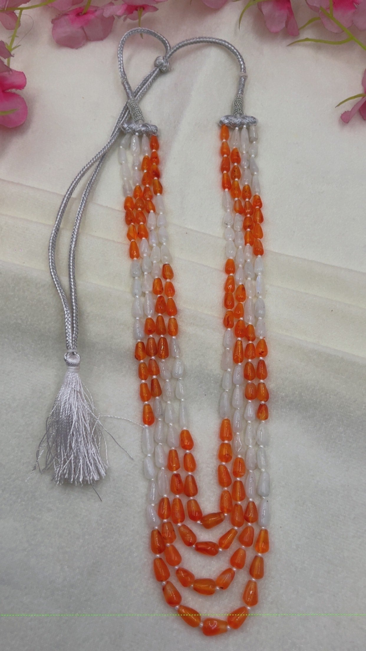 Natural Carnelian & Moonstone Gemstone Beads Necklace Jewelry