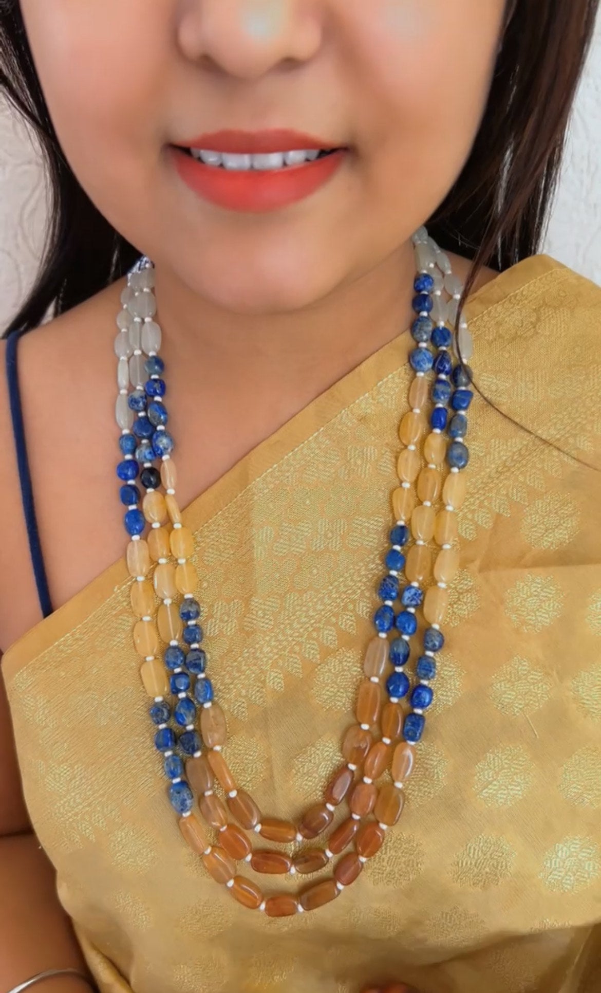 Natural Multi Gemstone Beads Necklace Jewelry