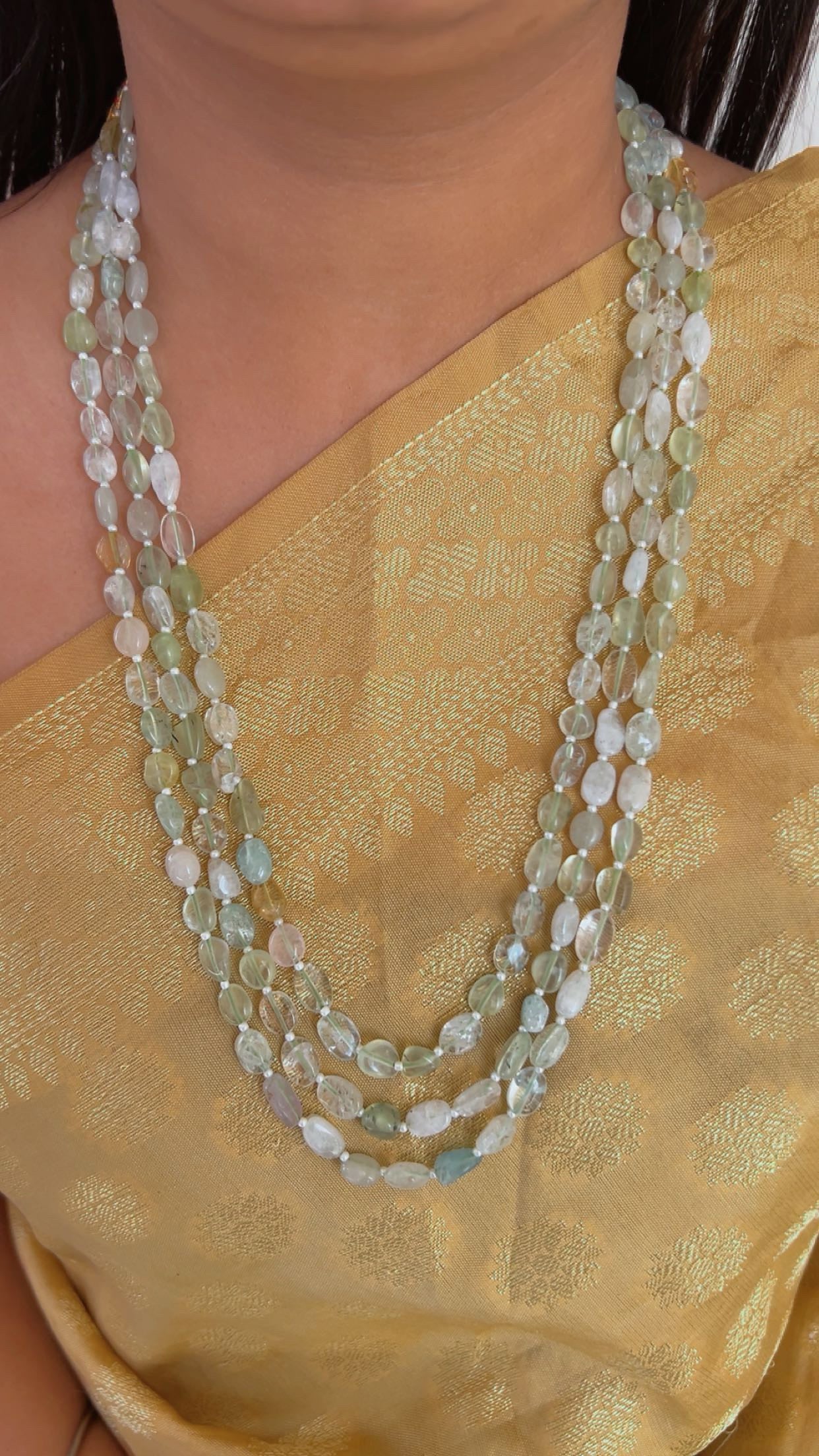Natural Fluorite Gemstone Beads Necklace Jewelry