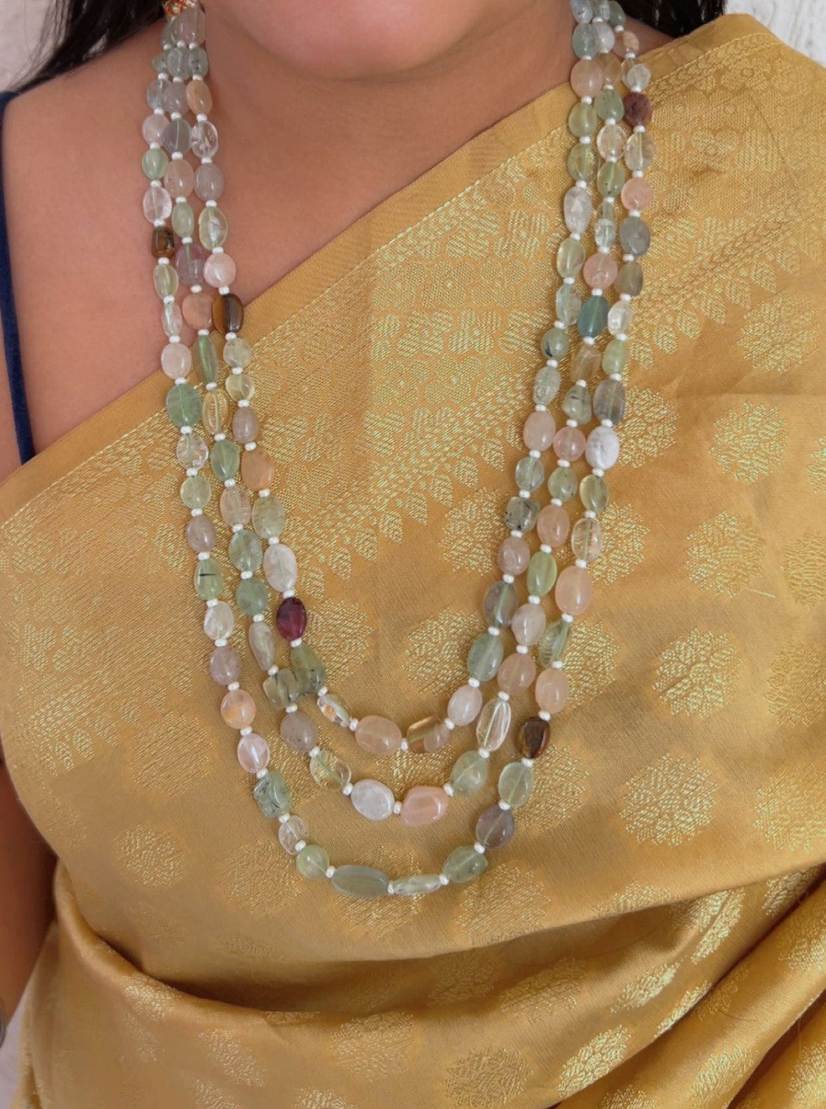 Natural Multi Quartz Gemstone Beads Necklace Jewelry